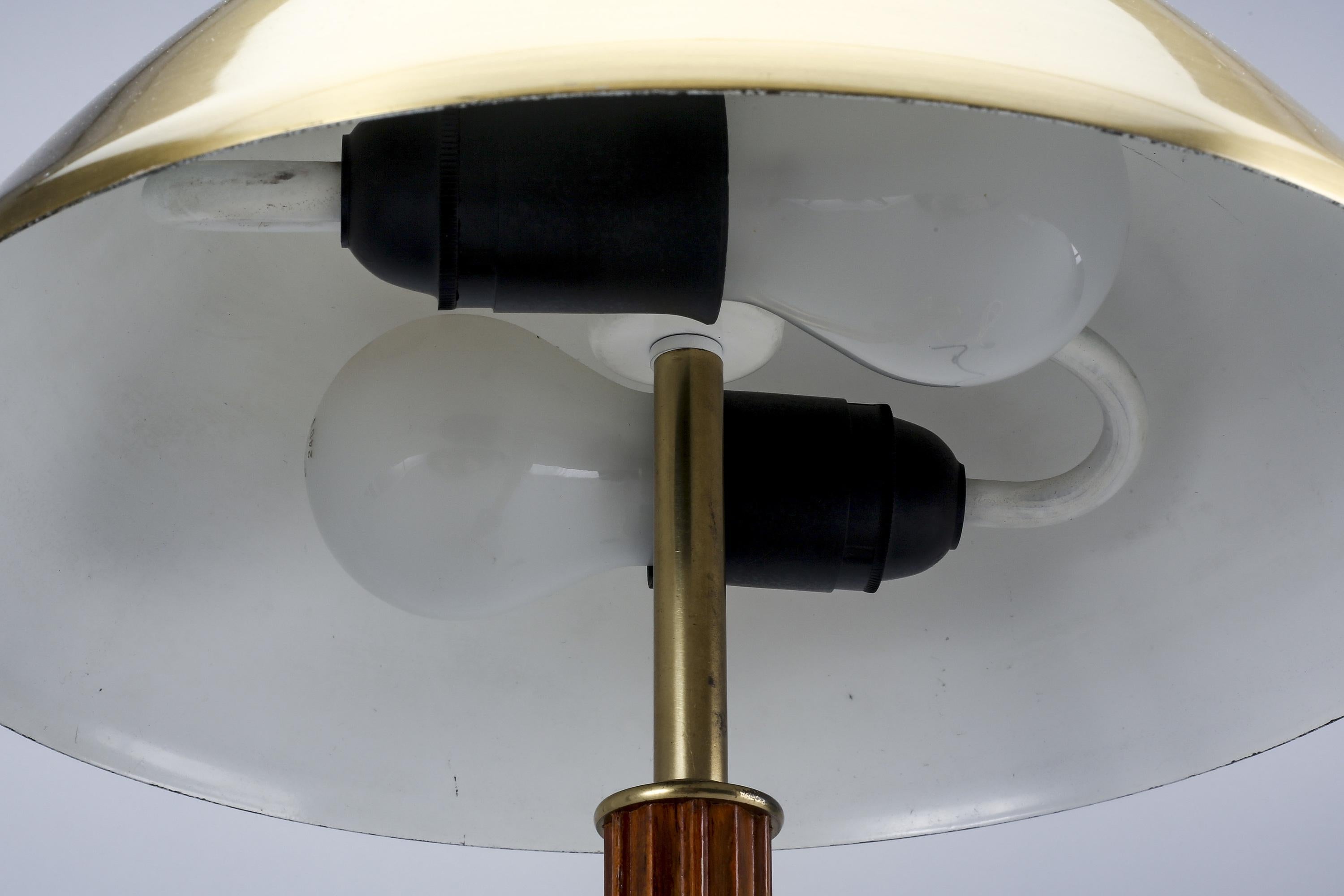 Scandinavian Modern Swedish Modern Table Lamp, Brass, Teak, 1950s For Sale