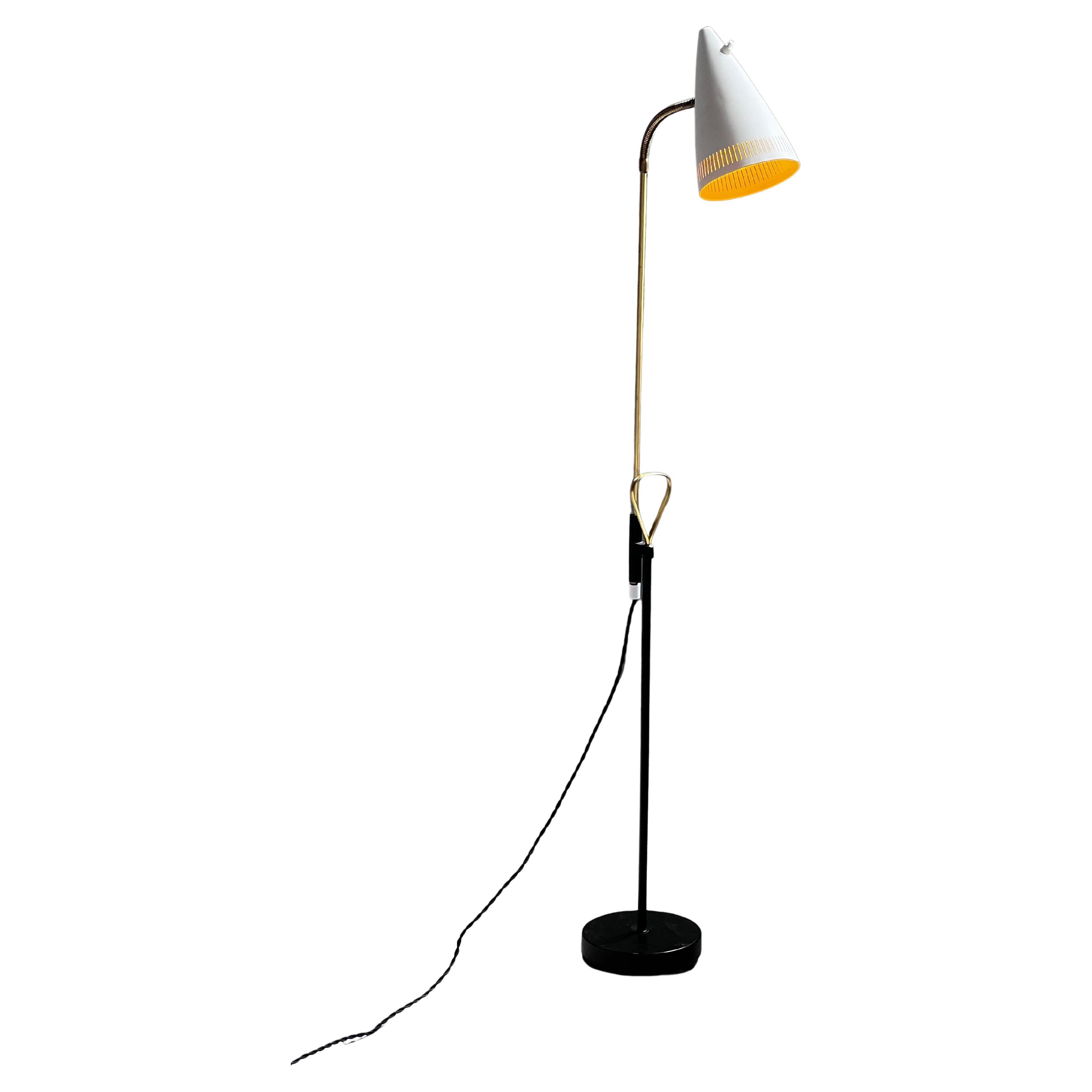Lampada da terra in ottone Falkenberg regolabile in altezza Svezia anni '60