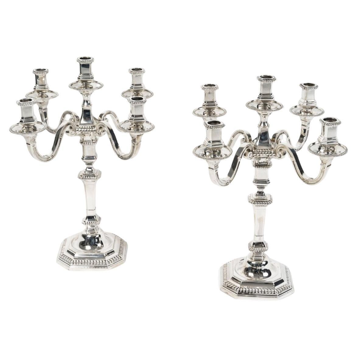 Falkenberg - Pair Of 20th Century Solid Silver Candelabras For Sale