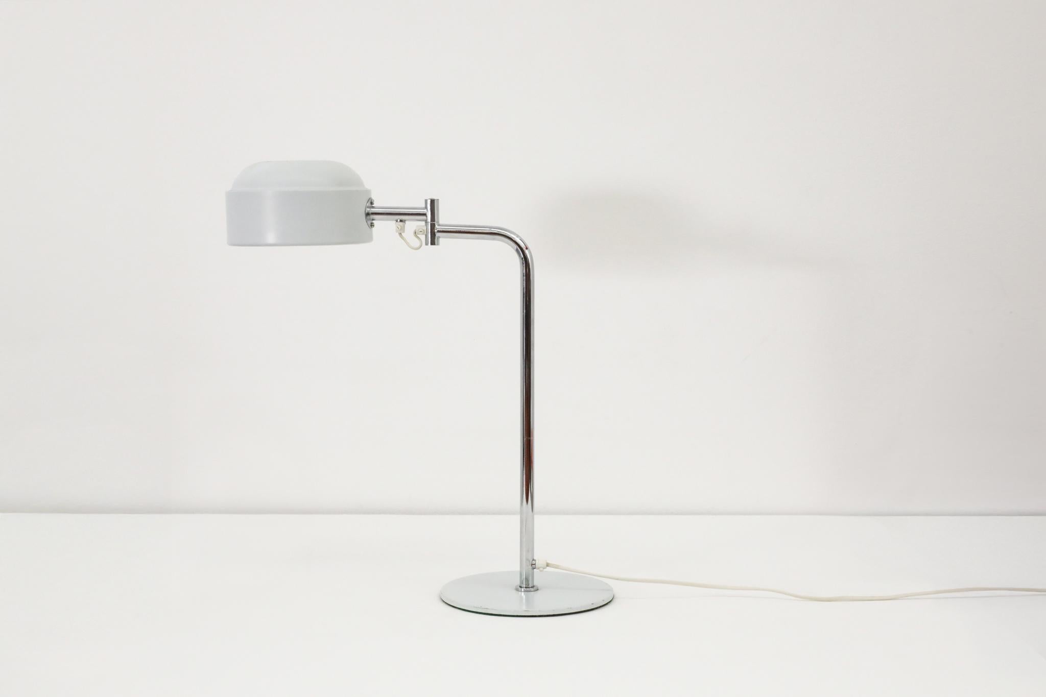 Enameled Falkenbergs Belysning Articulating Table Lamps with Chrome Stem For Sale
