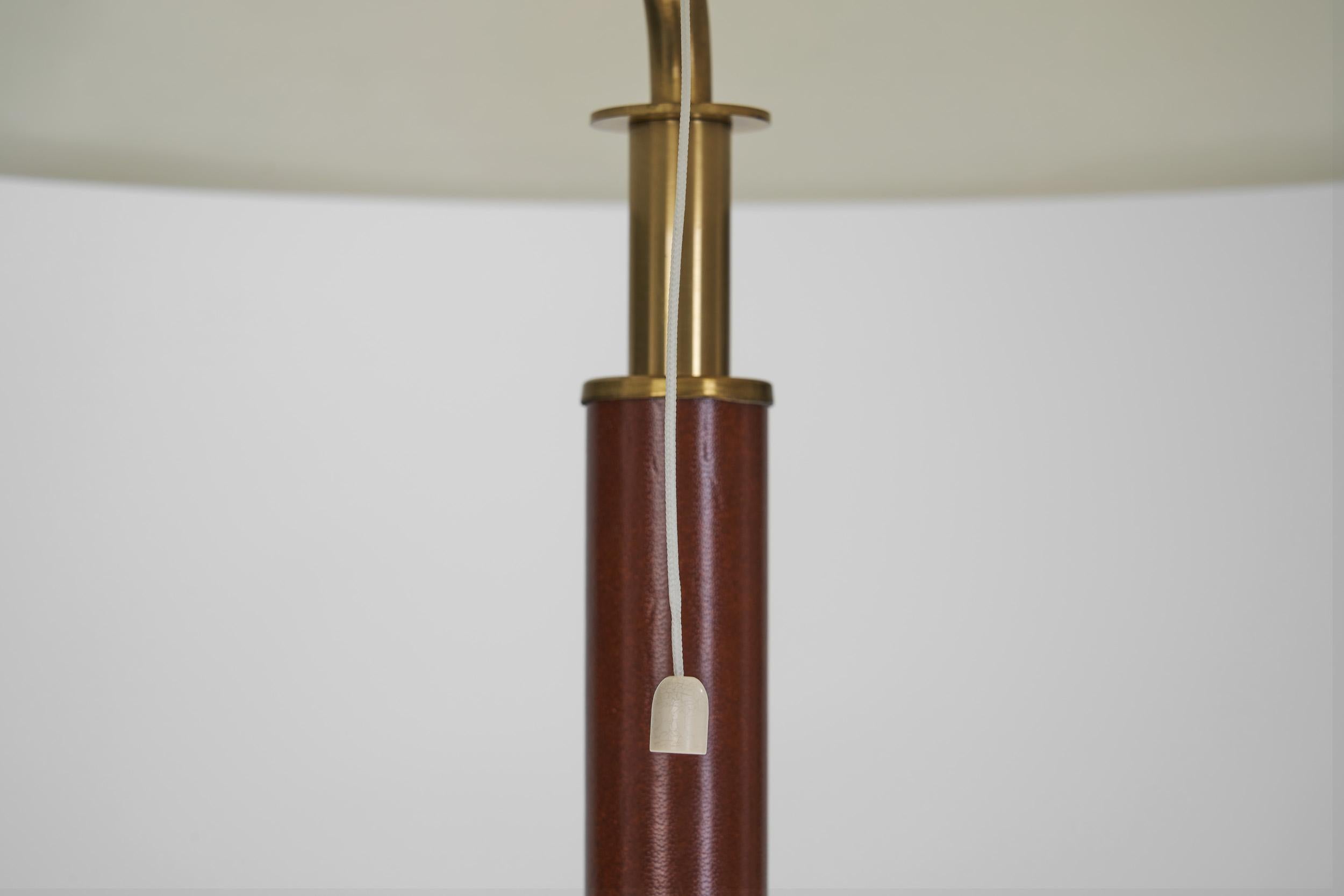 Falkenbergs Belysning Brass and Leather Table Lamp, Sweden, 1960s For Sale 8