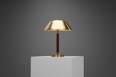Falkenbergs Belysning Brass and Leather Table Lamp, Sweden, 1960s