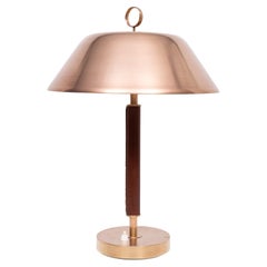 Falkenbergs Belysning  Brass and Leather table lamp  Sweden 1960s