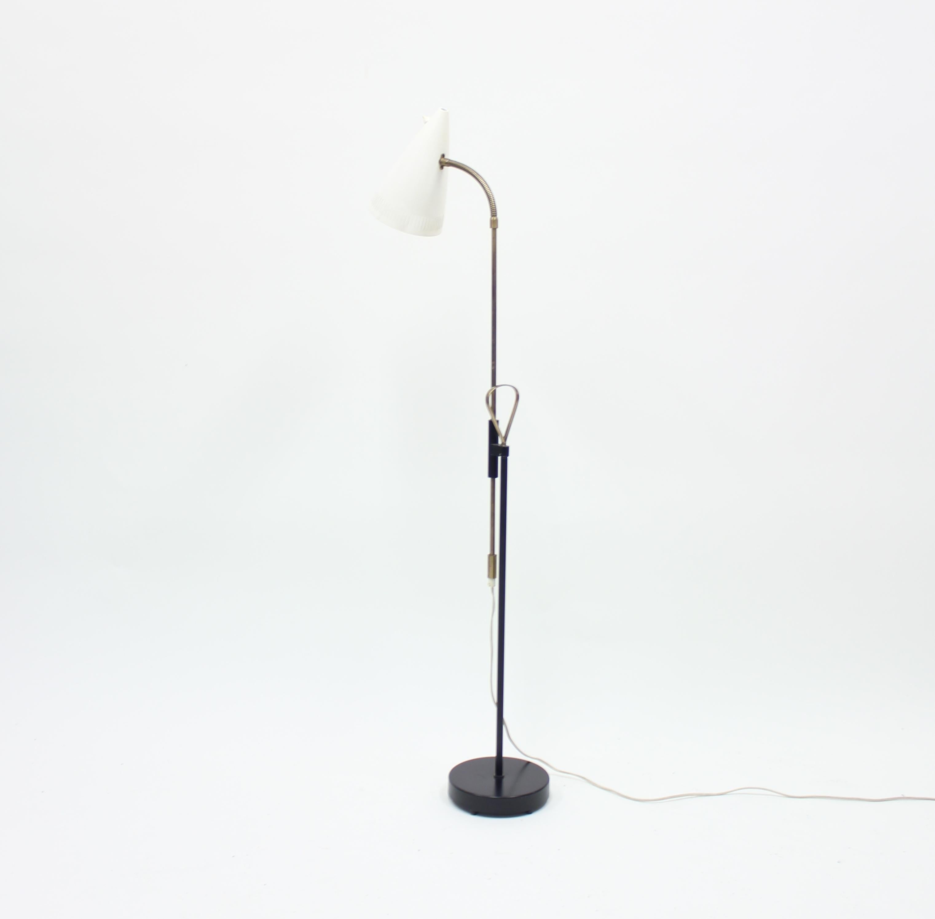 Mid-20th Century Falkenbergs Belysning, Brass and Metal Floor Lamp, 1950s