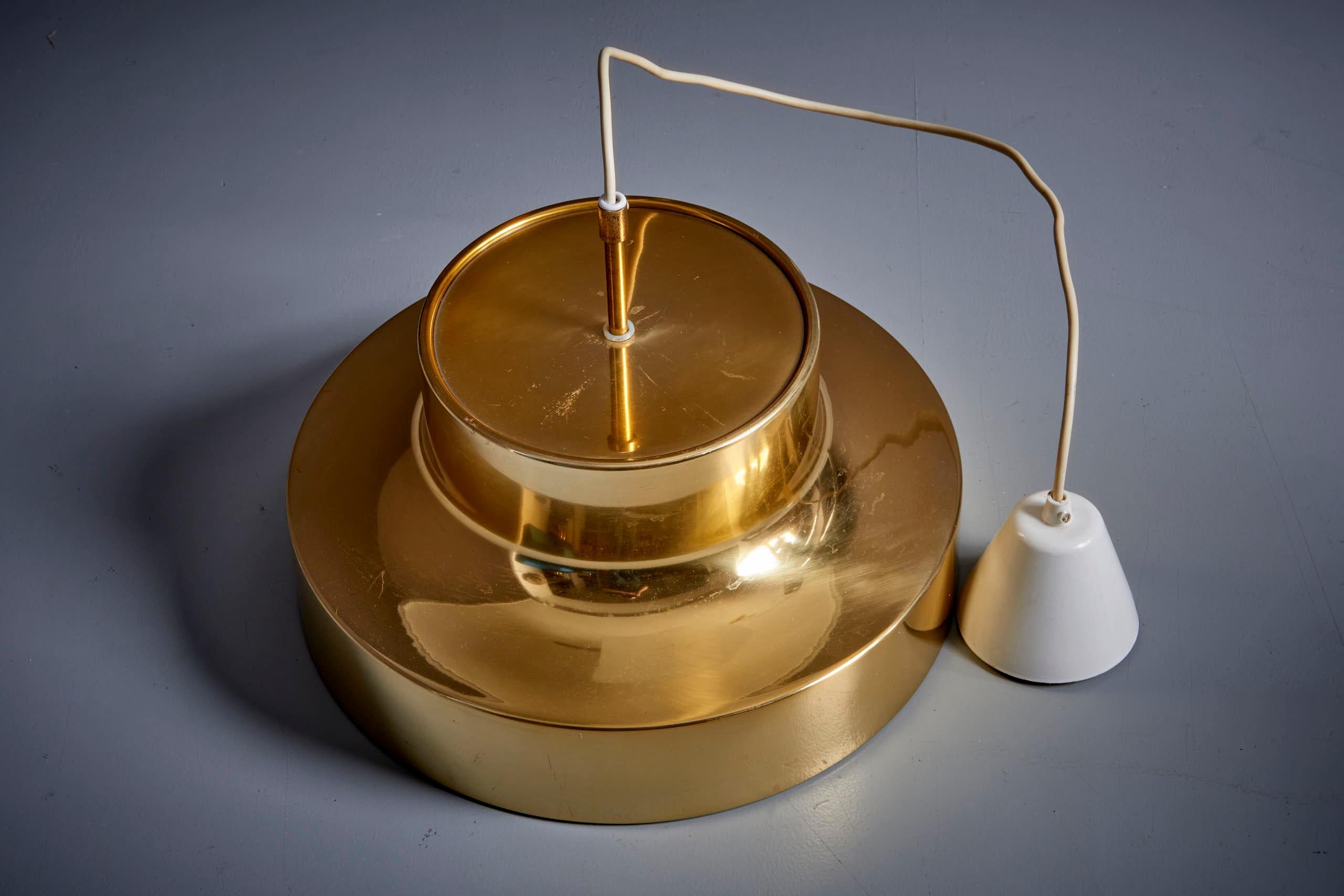 Mid-20th Century Falkenbergs Belysning Brass Pendant Lamp, Sweden - 1960s For Sale