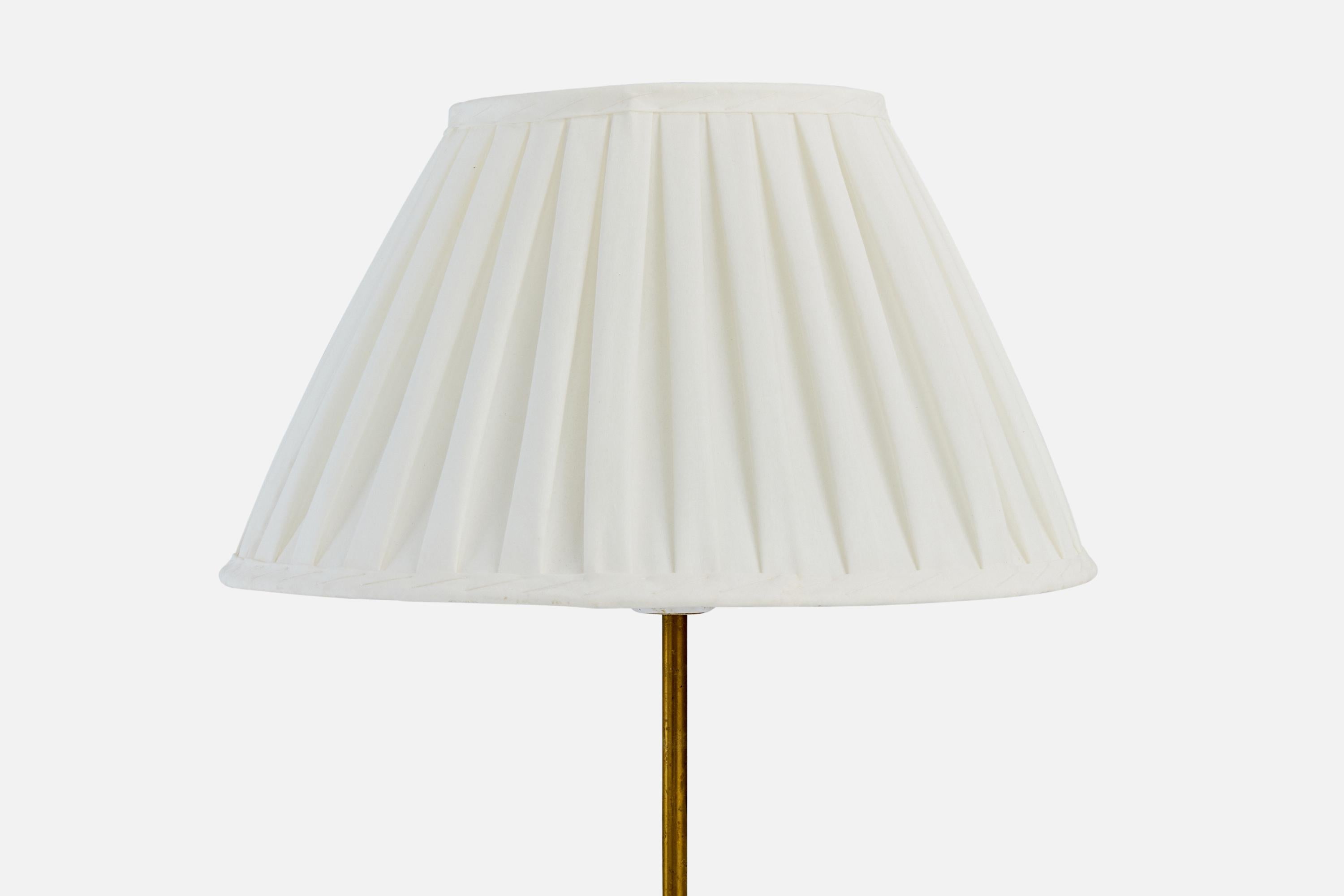 Mid-Century Modern Falkenbergs Belysning, lampadaire, laiton, tissu, Suède, années 1950 en vente