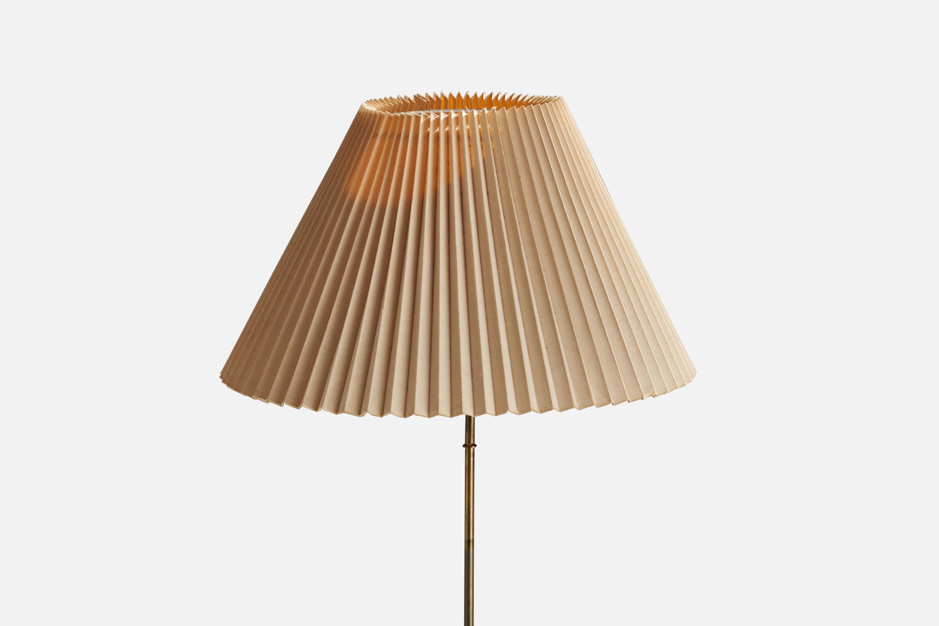 Scandinavian Modern Falkenbergs Belysning, Floor Lamp, Brass, Paper, Sweden, 1960s For Sale