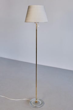 Falkenbergs Belysning Floor Lamp in Glass and Brass, Sweden, 1960s