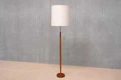 Falkenbergs Belysning Floor Lamp in Oak, Brass, Bouclé, Sweden, 1960s