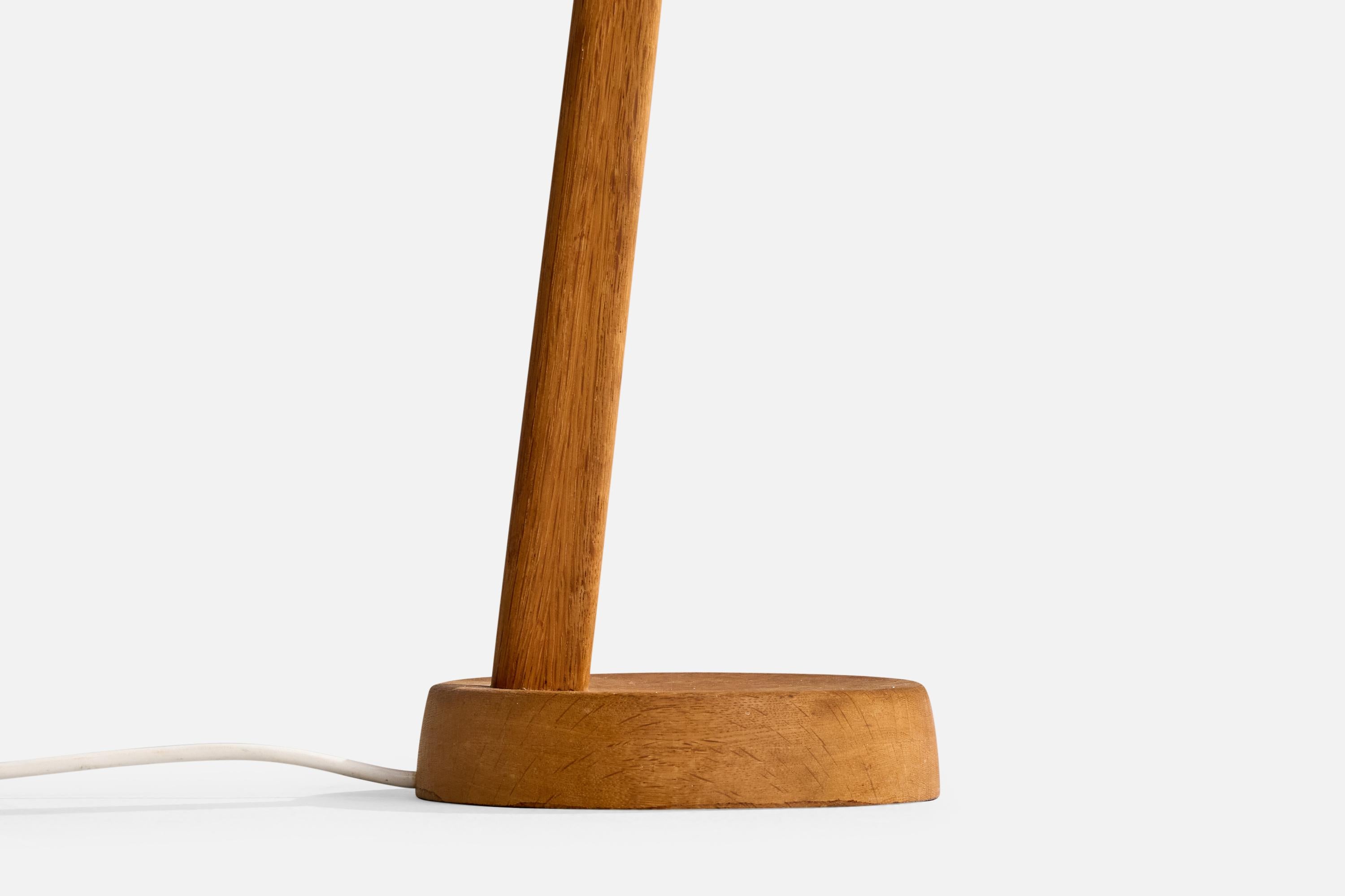Falkenbergs Belysning, Floor Lamp, Oak, Brass, Acrylic, Sweden, 1960s For Sale 4
