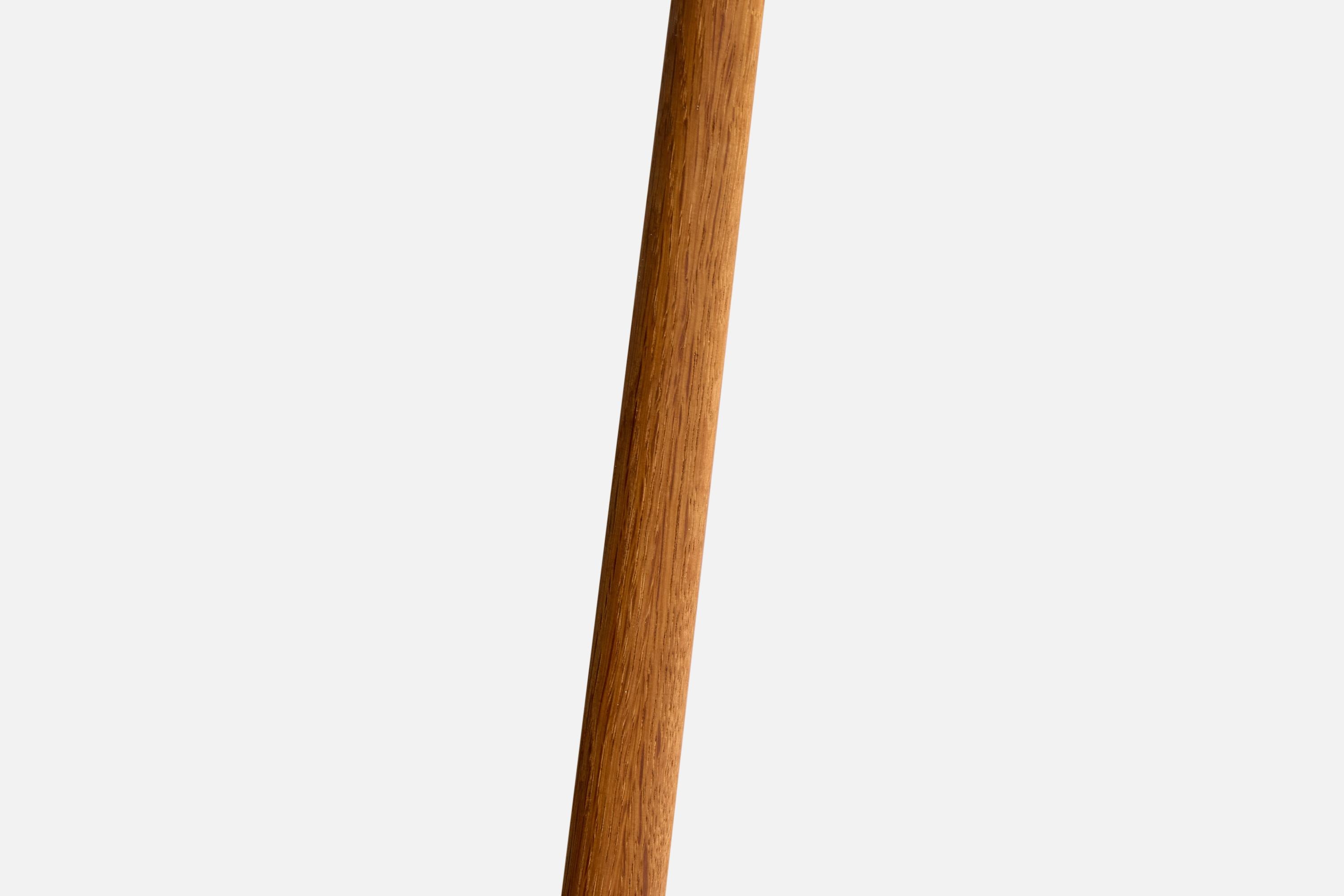 Falkenbergs Belysning, Floor Lamp, Oak, Brass, Acrylic, Sweden, 1960s For Sale 2