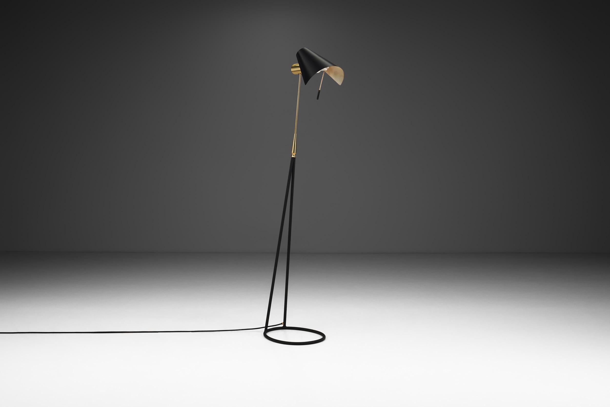 Scandinavian Modern Falkenbergs Belysning Floor Lamp with Adjustable Shade, Sweden 1950s For Sale