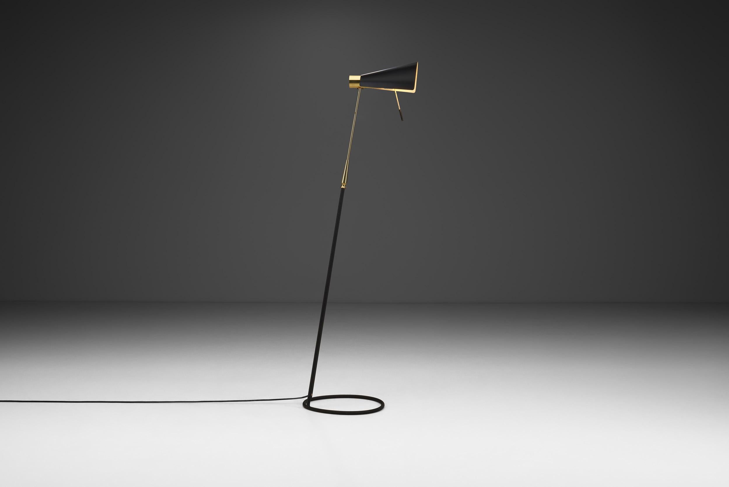 Falkenbergs Belysning Floor Lamp with Adjustable Shade, Sweden 1950s 1
