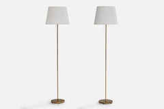 Falkenbergs Belysning, Floor Lamps, Brass, Fabric, Sweden, 1960s