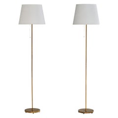 Falkenbergs Belysning, lampadaires, laiton, tissu, Suède, années 1960