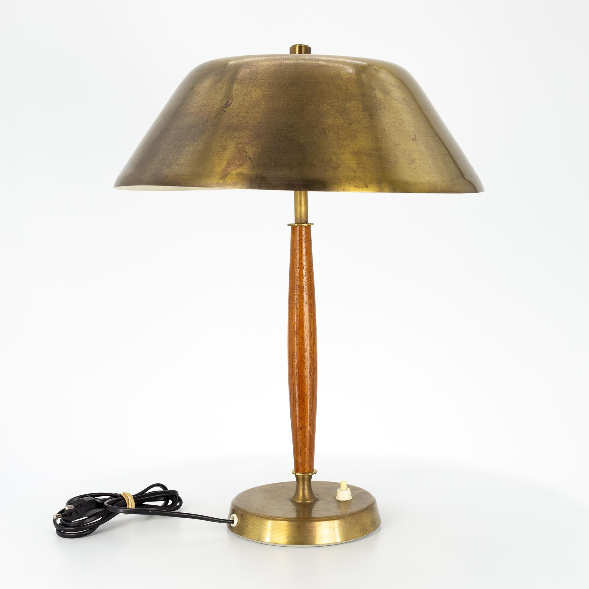 Mid-Century Modern Falkenbergs Belysning Mid Century Brass and Walnut Table Lamp