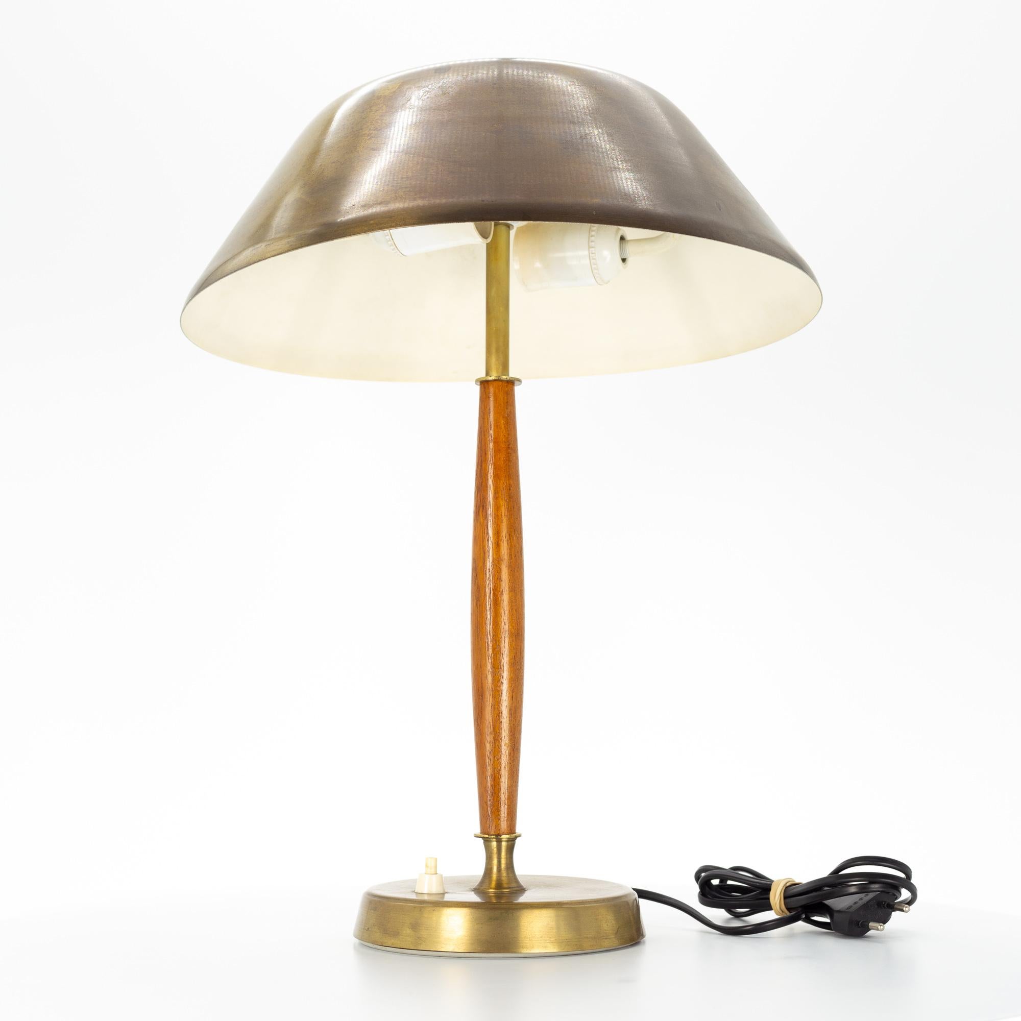 Falkenbergs Belysning Mid Century Brass and Walnut Table Lamp 1