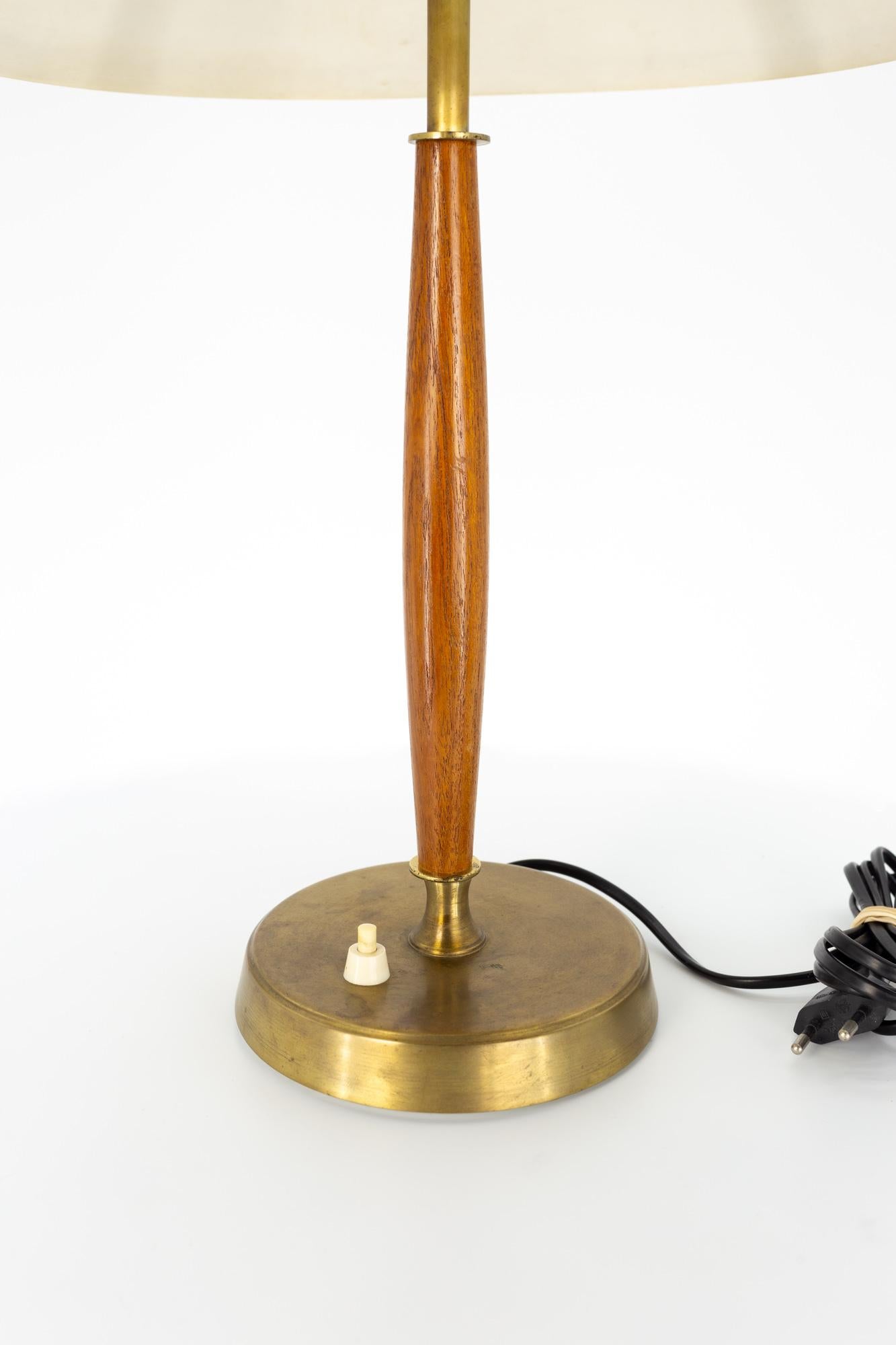 Falkenbergs Belysning Mid Century Brass and Walnut Table Lamp 2