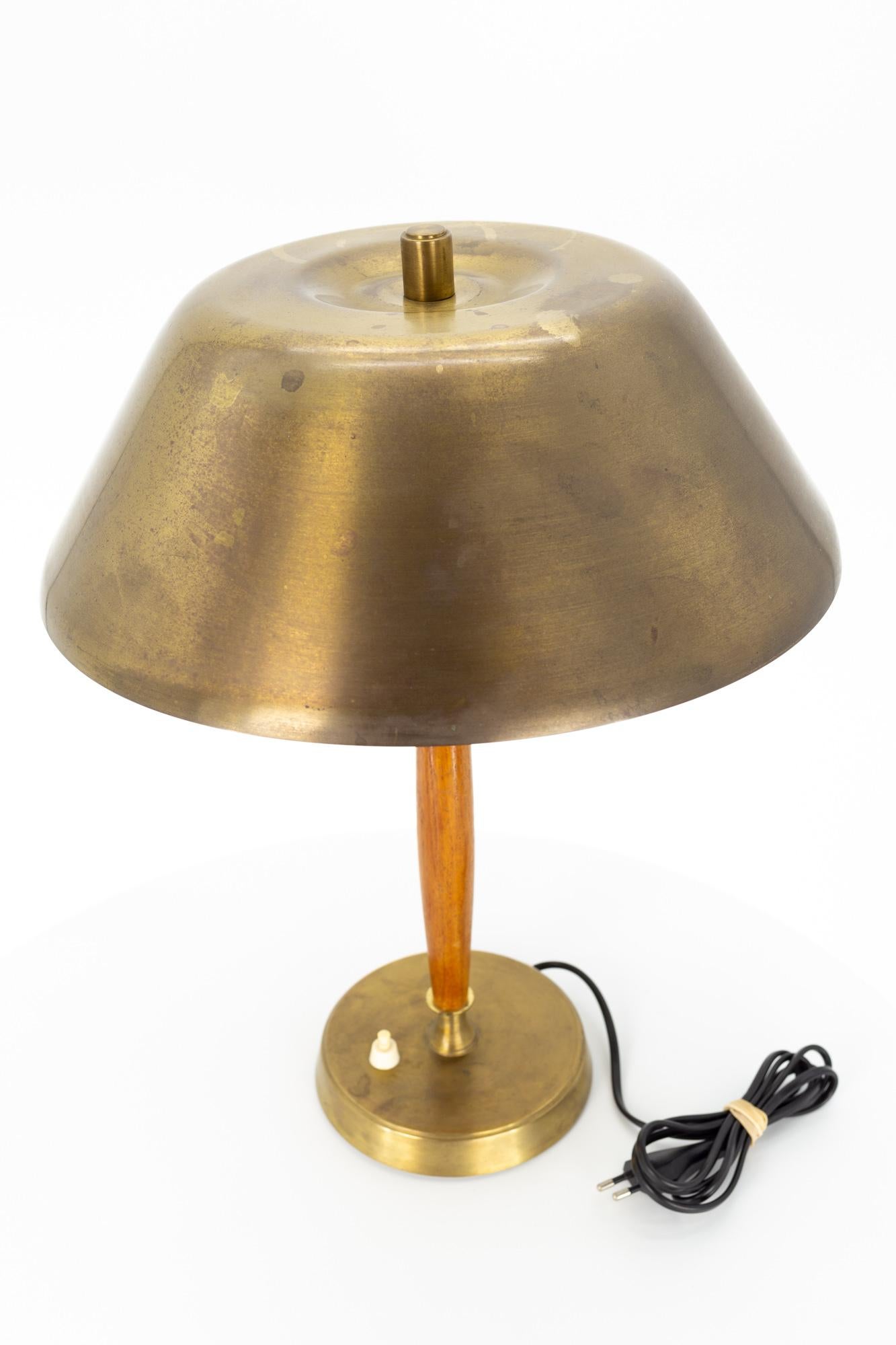 Falkenbergs Belysning Mid Century Brass and Walnut Table Lamp 3