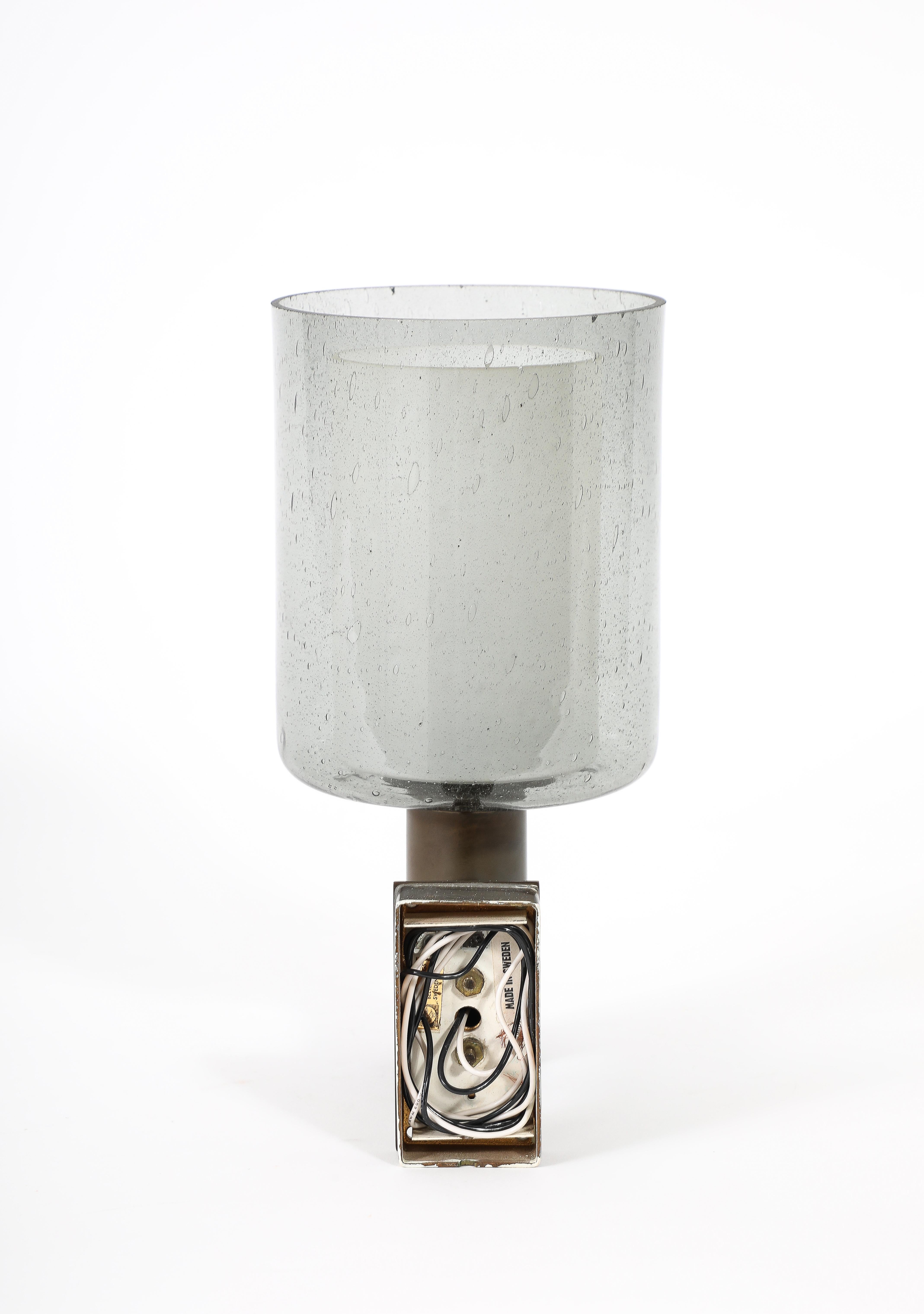 Falkenbergs Belysning Patinated Bronze & Glass Minimalist Sconce - Sweden 1960s For Sale 9