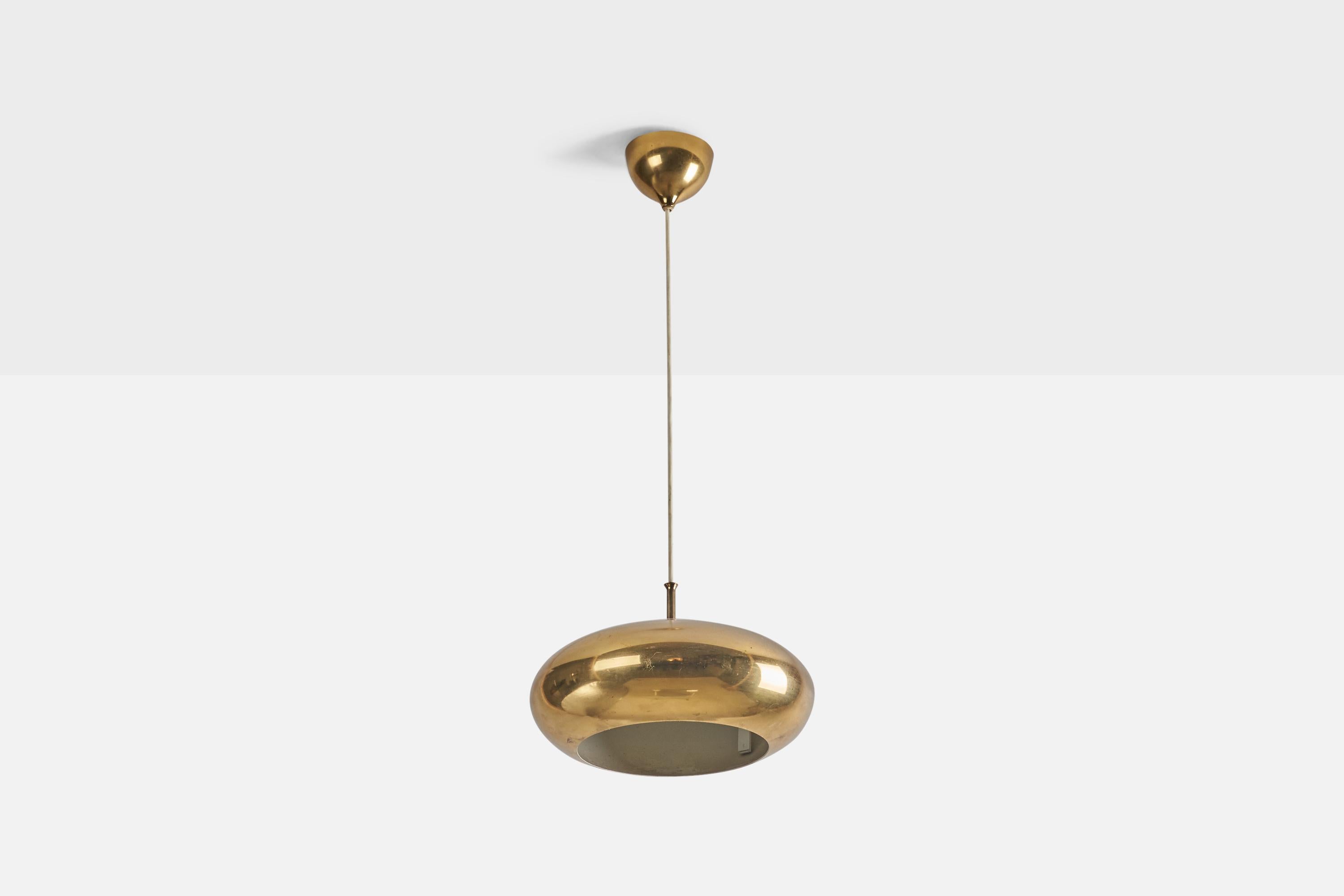 Mid-Century Modern Falkenbergs Belysning, Pendant Lamp, Polished Brass, Sweden, 1960s For Sale