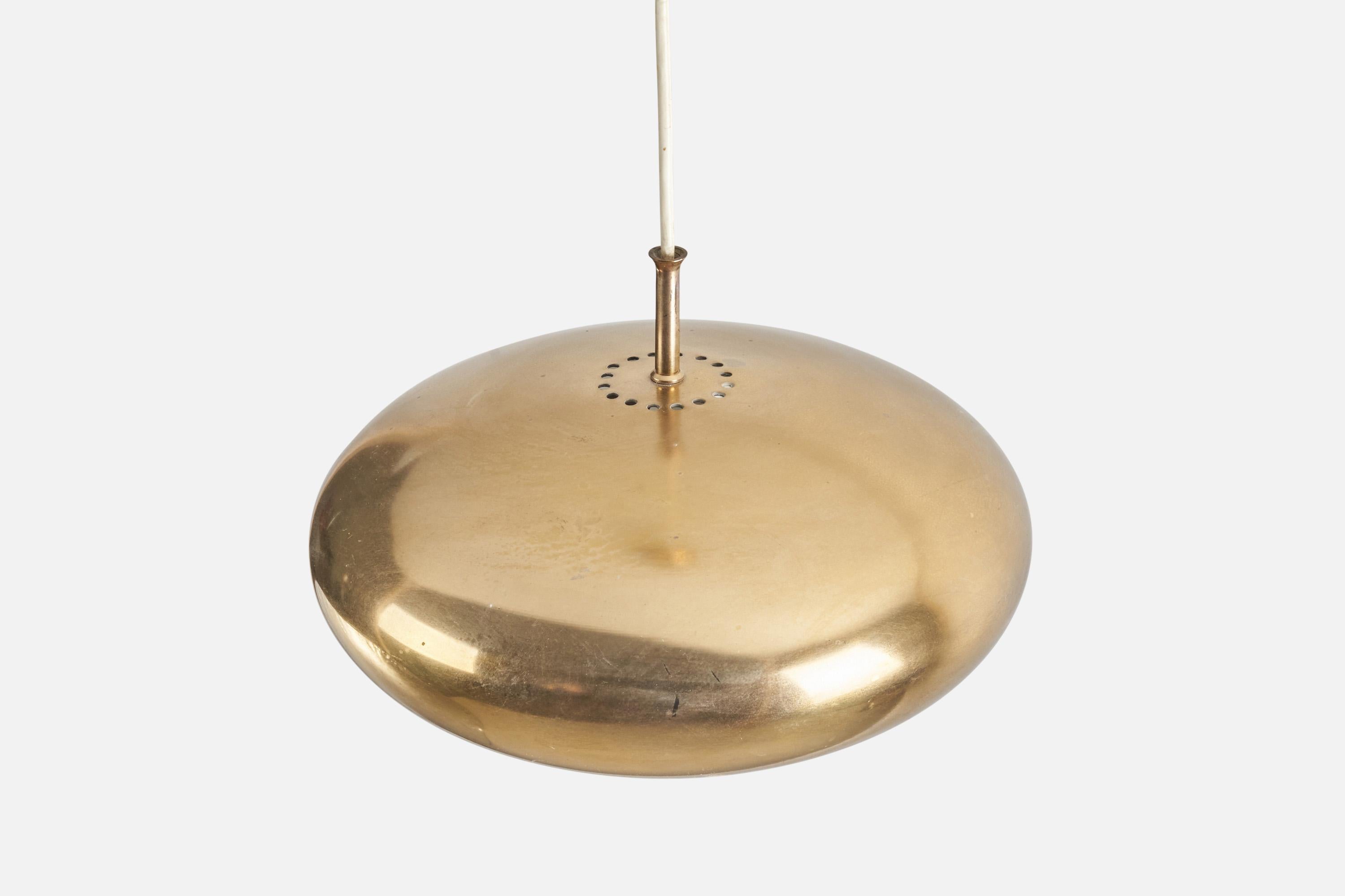 Mid-20th Century Falkenbergs Belysning, Pendant Lamp, Polished Brass, Sweden, 1960s For Sale