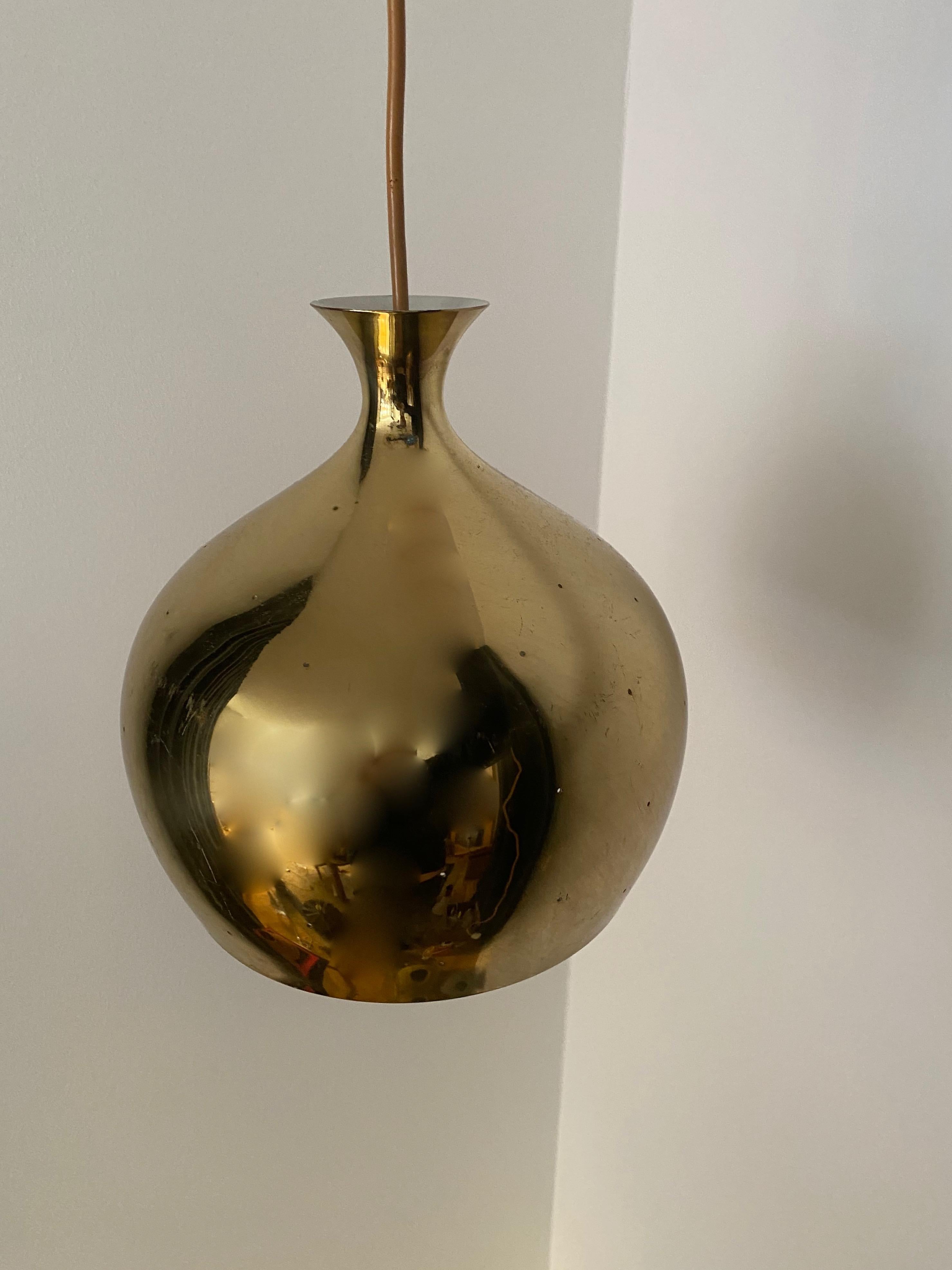 Swedish Falkenbergs Belysning, Pendant Lamp, Polished Perforated Brass, Sweden, 1960s For Sale