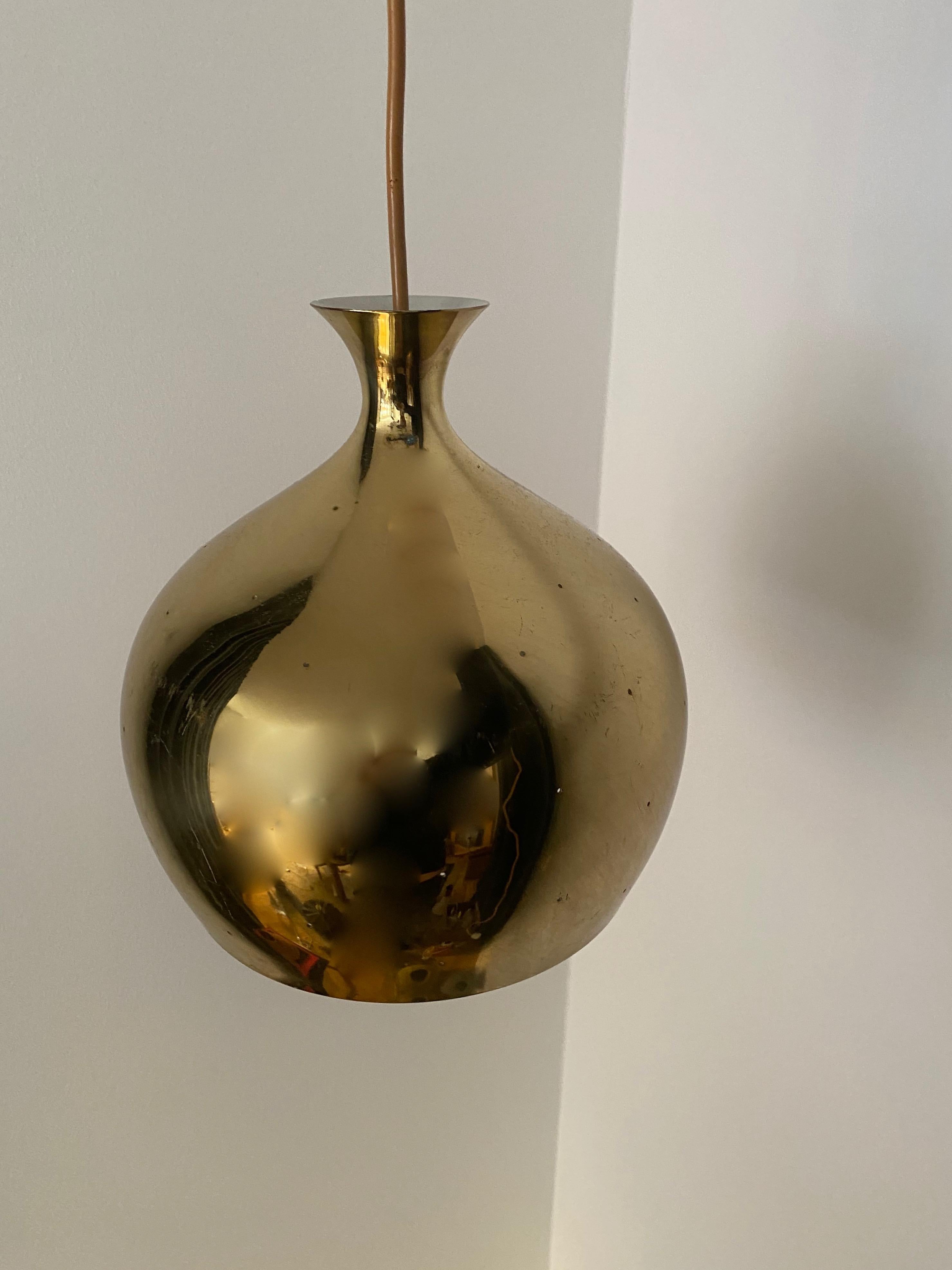 Swedish Falkenbergs Belysning, Pendant Lamp, Polished Perforated Brass, Sweden, 1960s