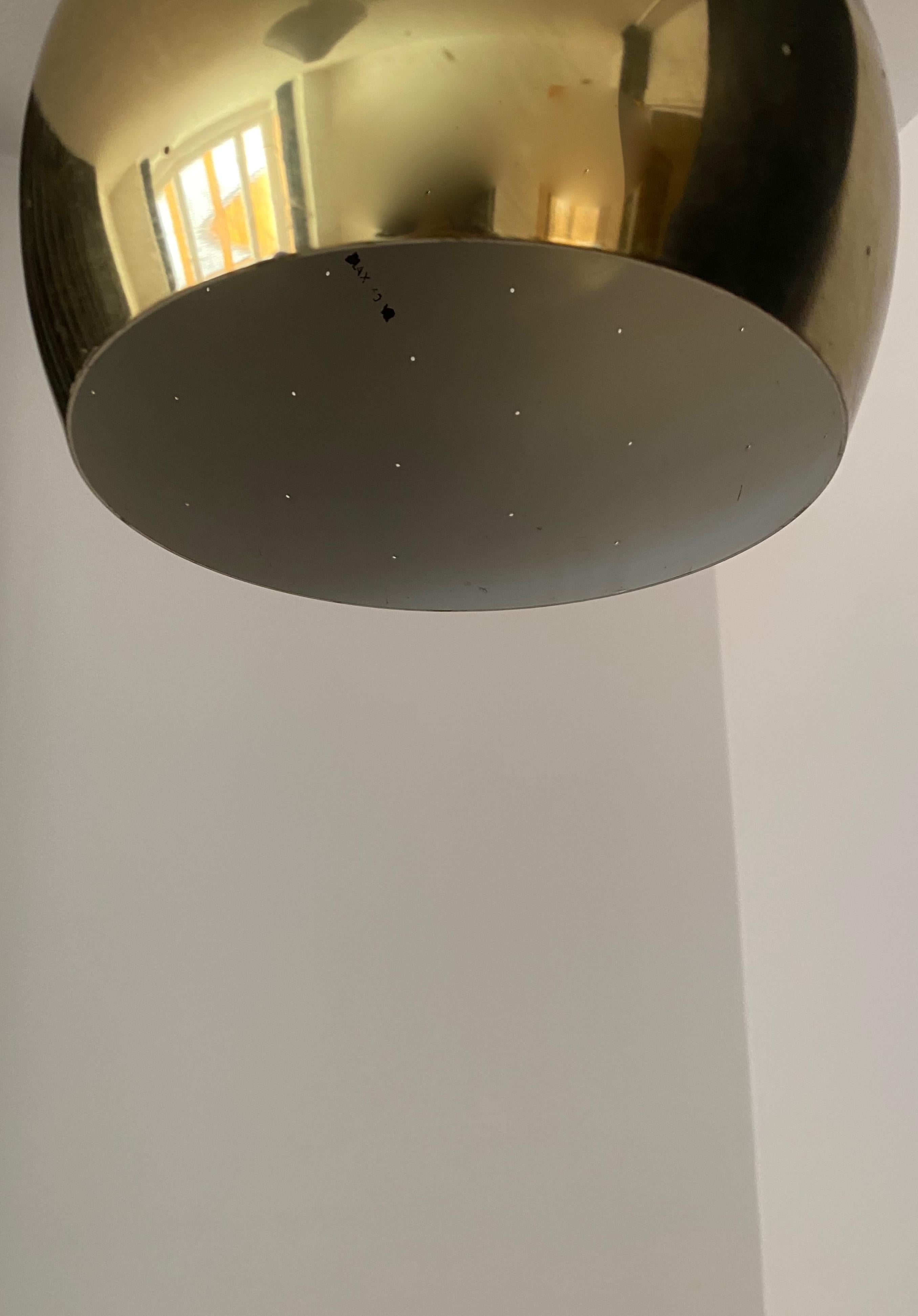 Falkenbergs Belysning, Pendant Lamp, Polished Perforated Brass, Sweden, 1960s In Good Condition For Sale In High Point, NC