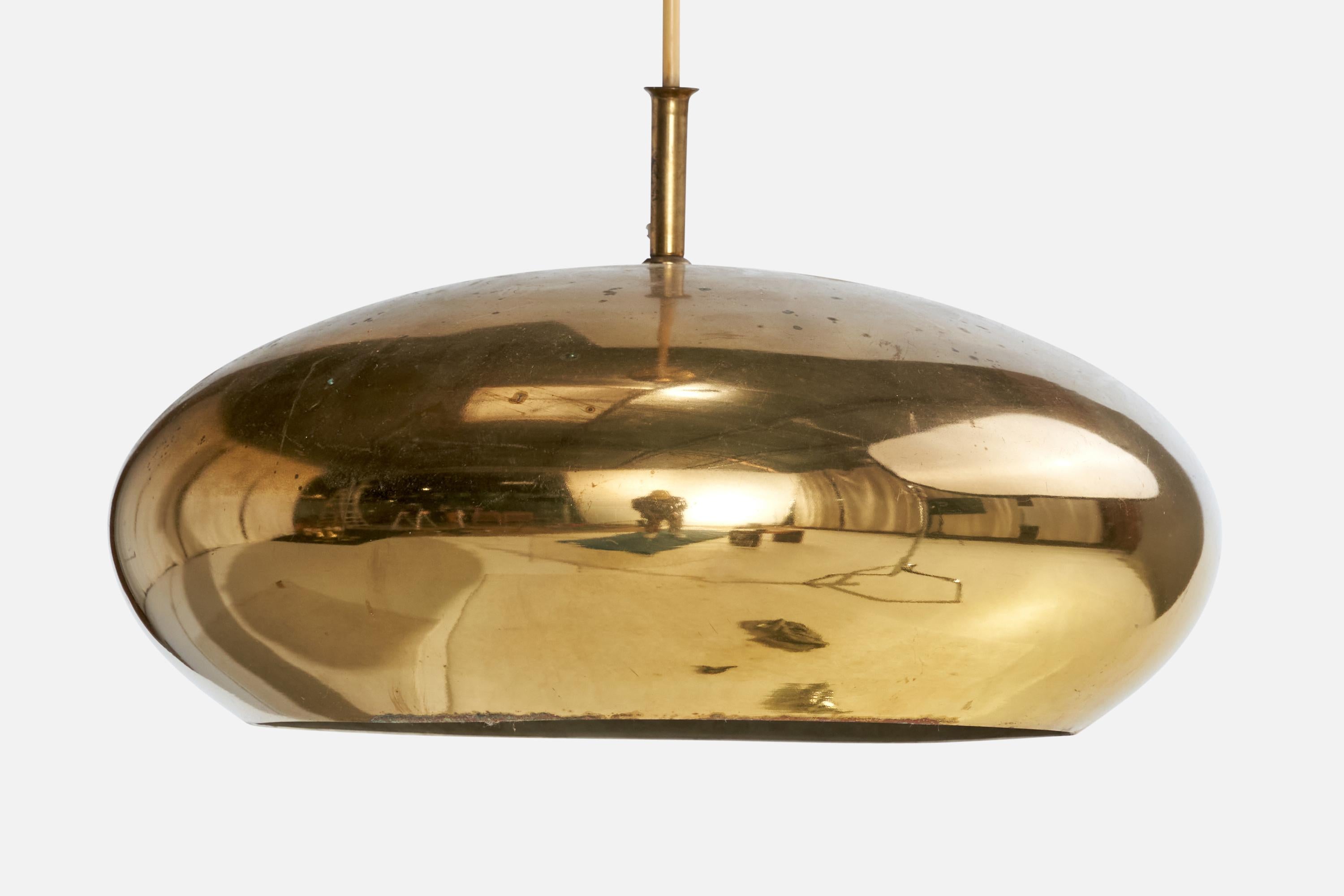 Metà XX secolo Falkenbergs Belysning, Lampada a sospensione, Ottone, Svezia, anni '60 in vendita
