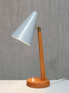 Falkenbergs Belysning Table/Desk Lamp in Oak, Metal and Brass, Sweden, 1950s