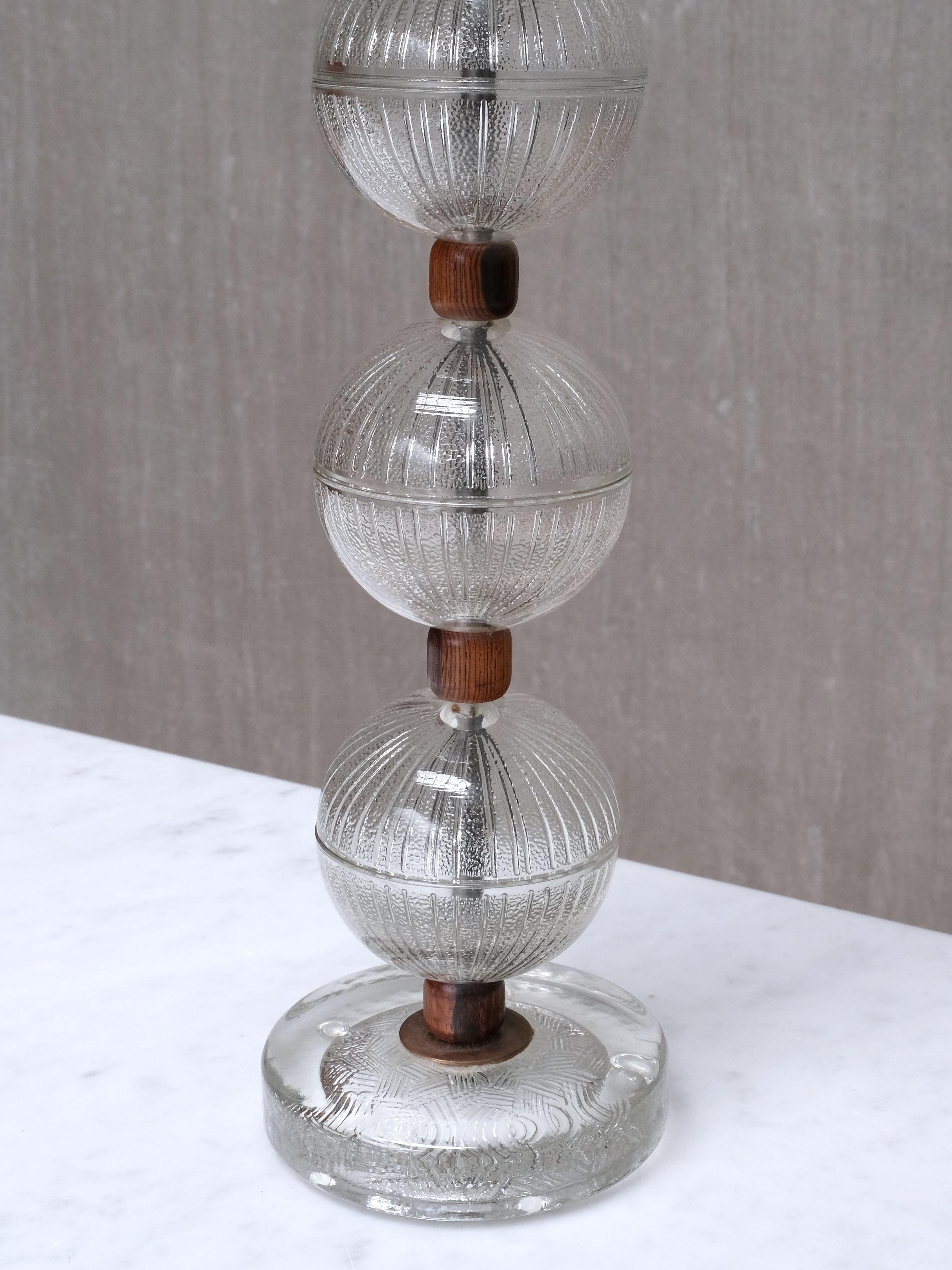 Falkenbergs Belysning Lámpara de sobremesa de cristal, palisandro, Suecia, años 50 en venta 5