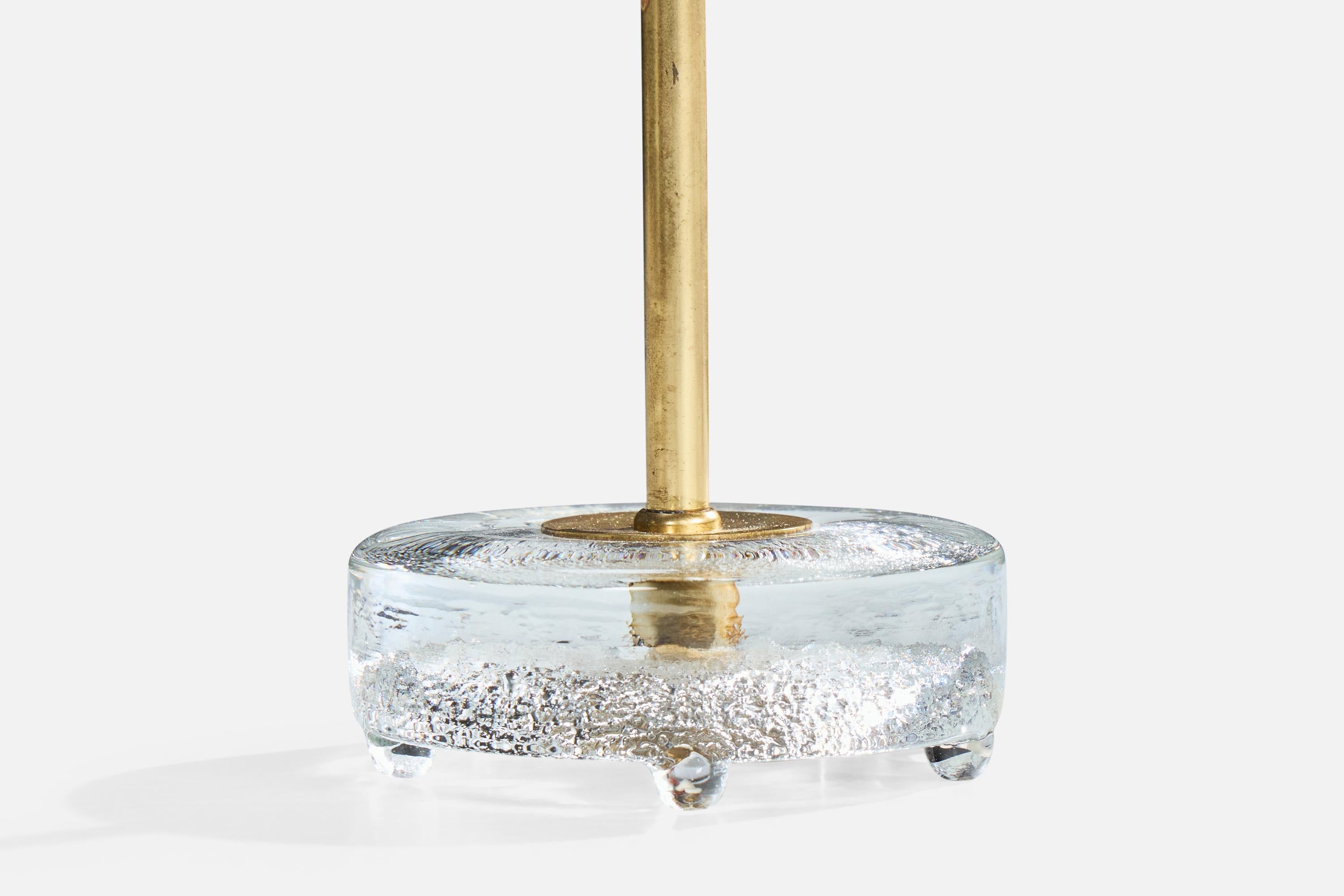 Falkenbergs Belysning, lampes de table, laiton, verre, tissu, Suède, années 1950 en vente 2
