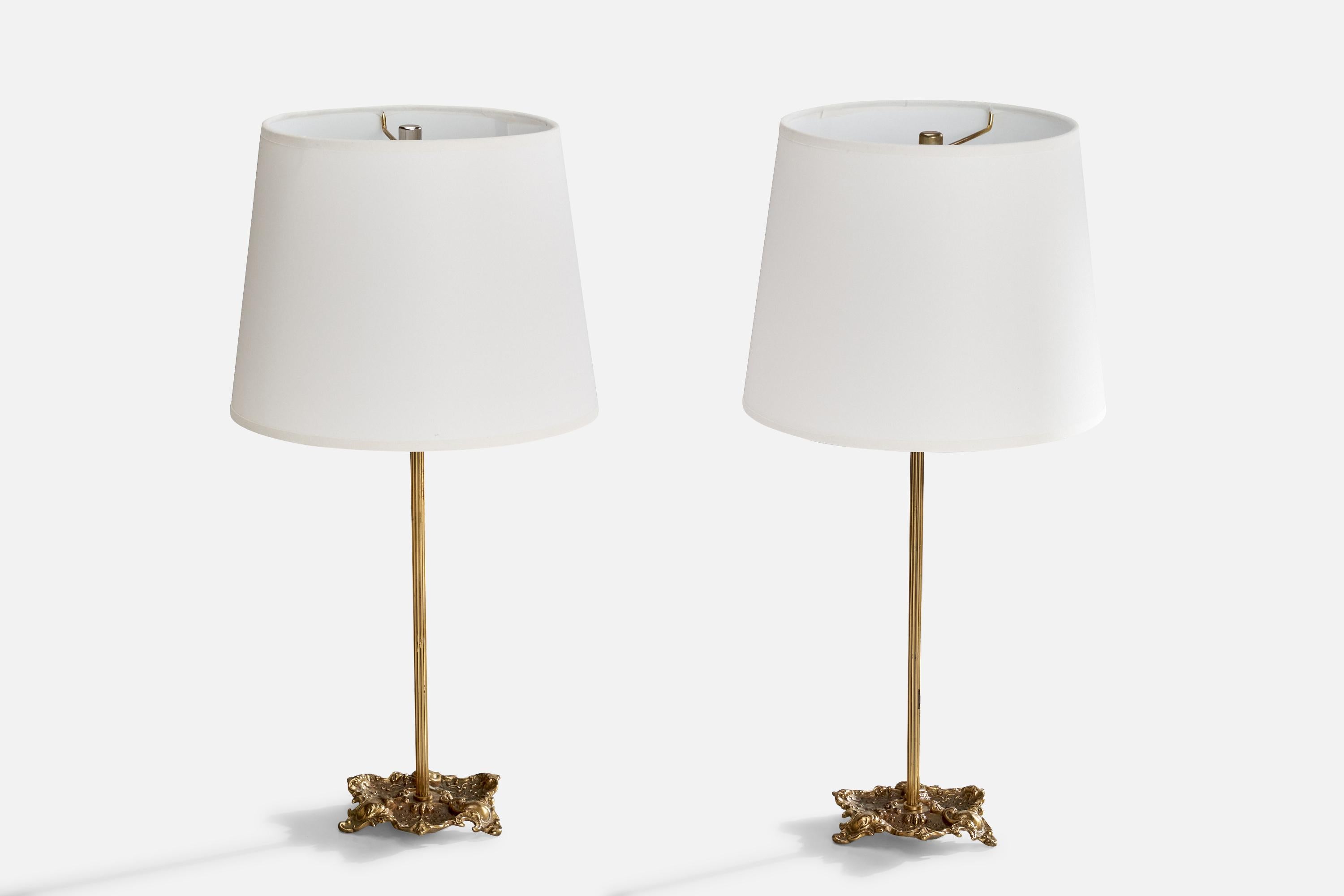 Suédois Falkenbergs Belysning, lampes de bureau, laiton, Suède, années 1960 en vente