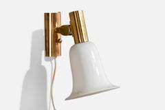 Falkenbergs Belysning, Wall Light, Brass, Plastic, Glass, Sweden, 1960s