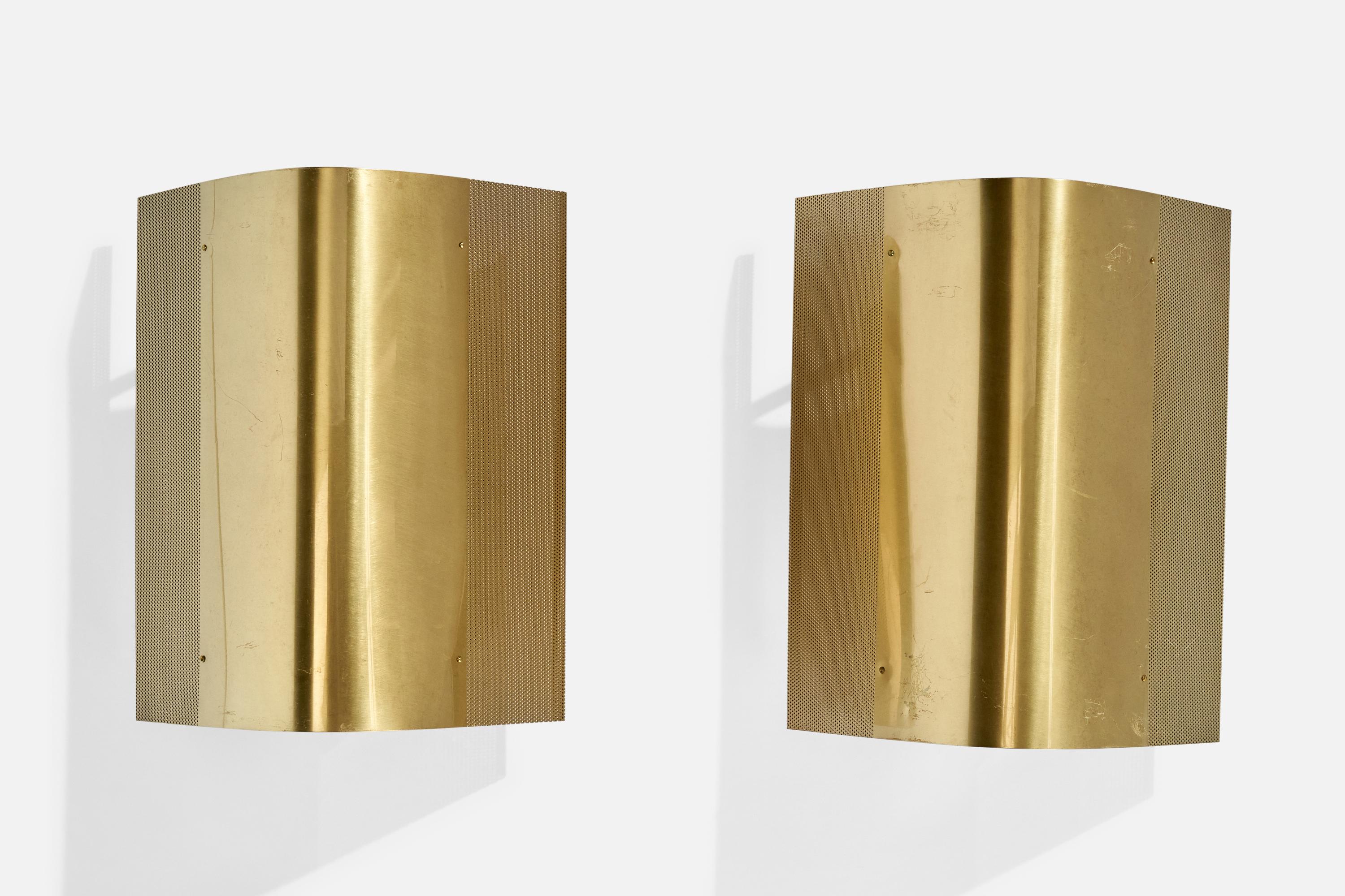 Falkenbergs Belysning, Wall Lights, Messing, Schweden, 1980er (Schwedisch) im Angebot