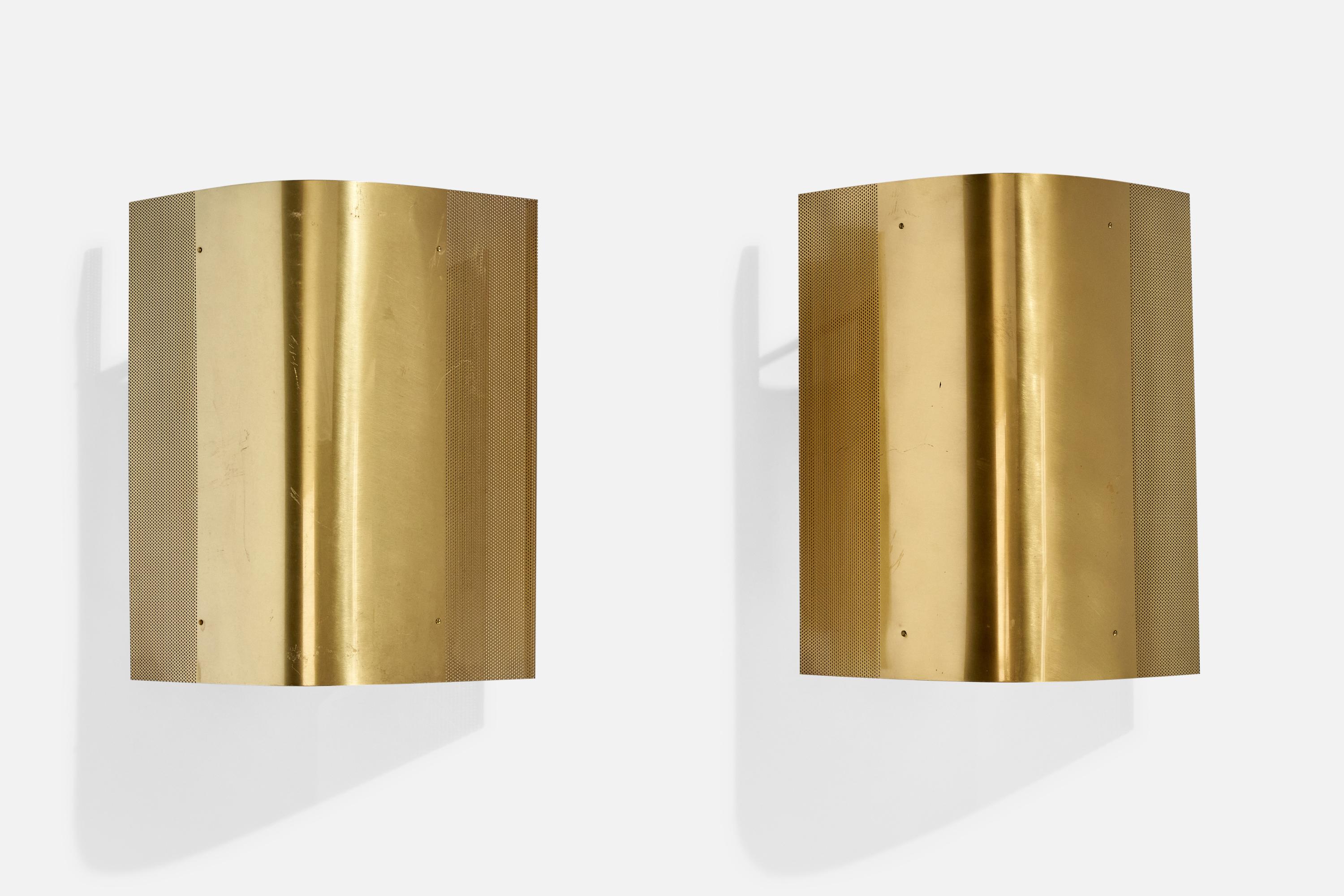 Swedish Falkenbergs Belysning, Wall Lights, Brass, Sweden, 1980s For Sale
