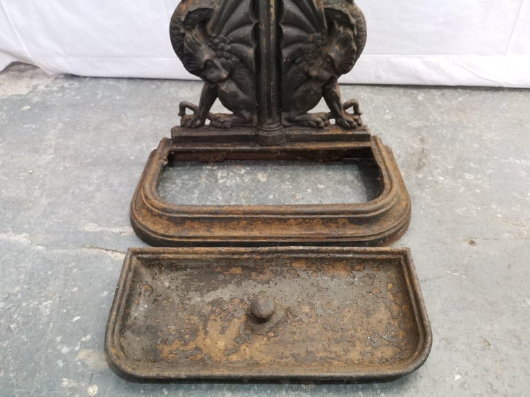 Falkirk, an Aesthetic Movement Cast Iron Stick Stand with Mythical Dragons For Sale 7