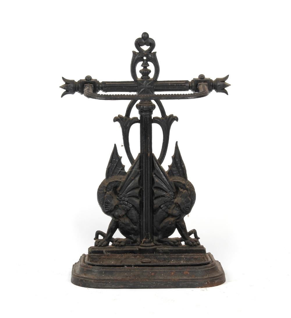 Falkirk, an Aesthetic Movement Cast Iron Stick Stand with Mythical Dragons For Sale 7