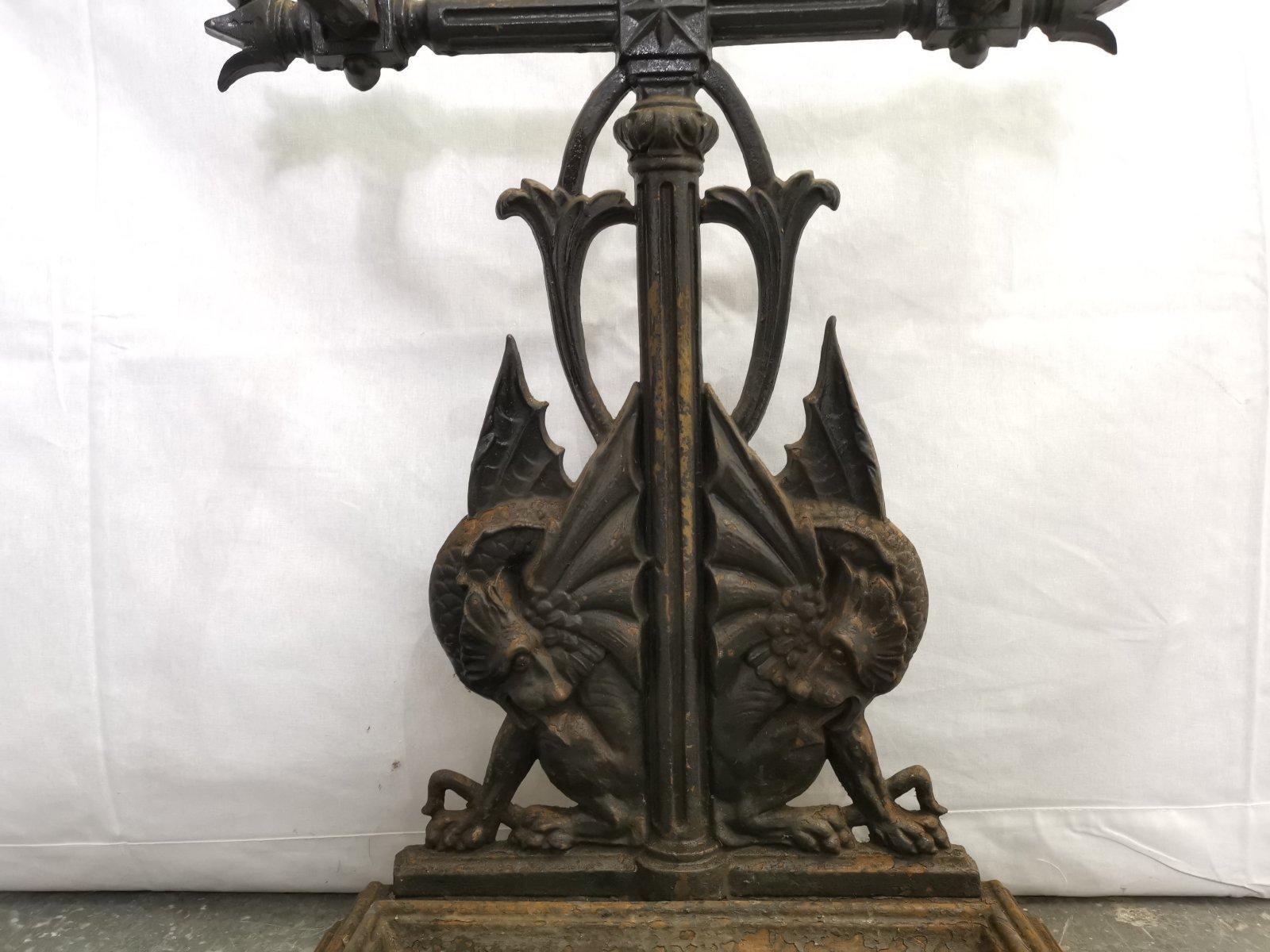 Late 19th Century Falkirk, an Aesthetic Movement Cast Iron Stick Stand with Mythical Dragons For Sale