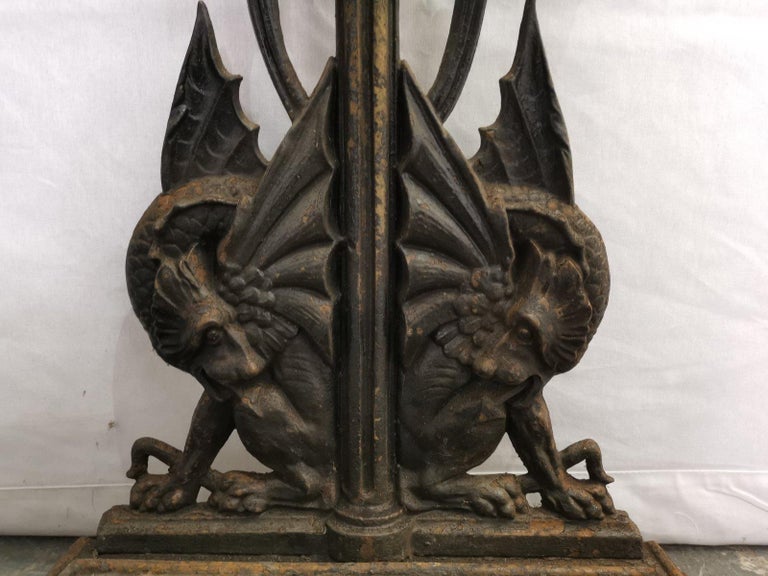 Falkirk, an Aesthetic Movement Cast Iron Stick Stand with Mythical Dragons For Sale 2