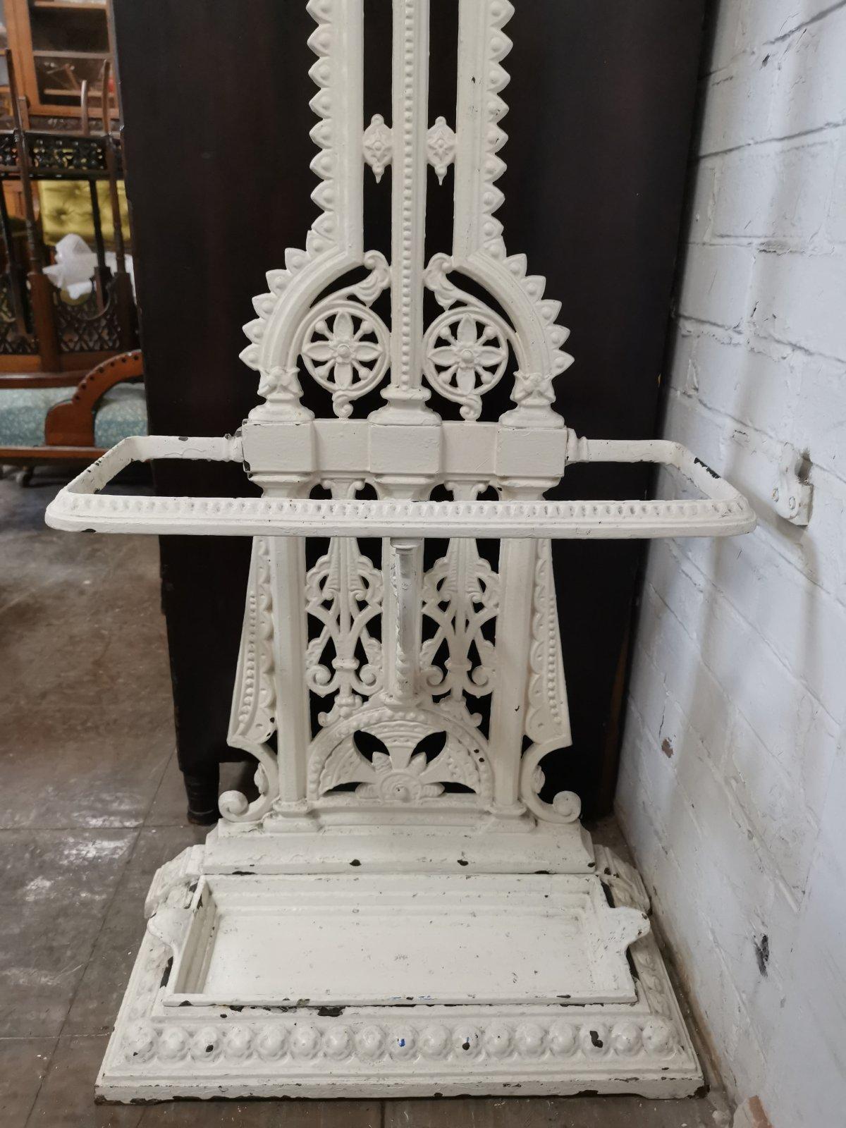 Falkirk, Style of Dr C Dresser, Aesthetic Movement Painted Cast Iron Stick Stand For Sale 4