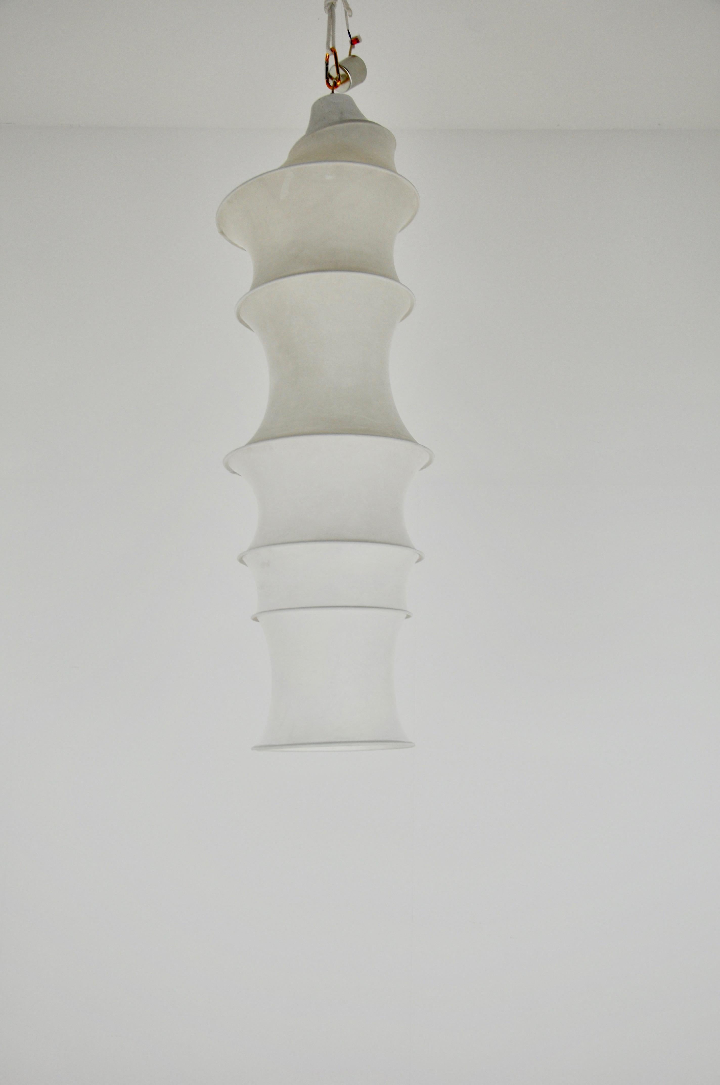 White fabric chandelier. Wear due to time and age of the luster. Stamped (see photo).
