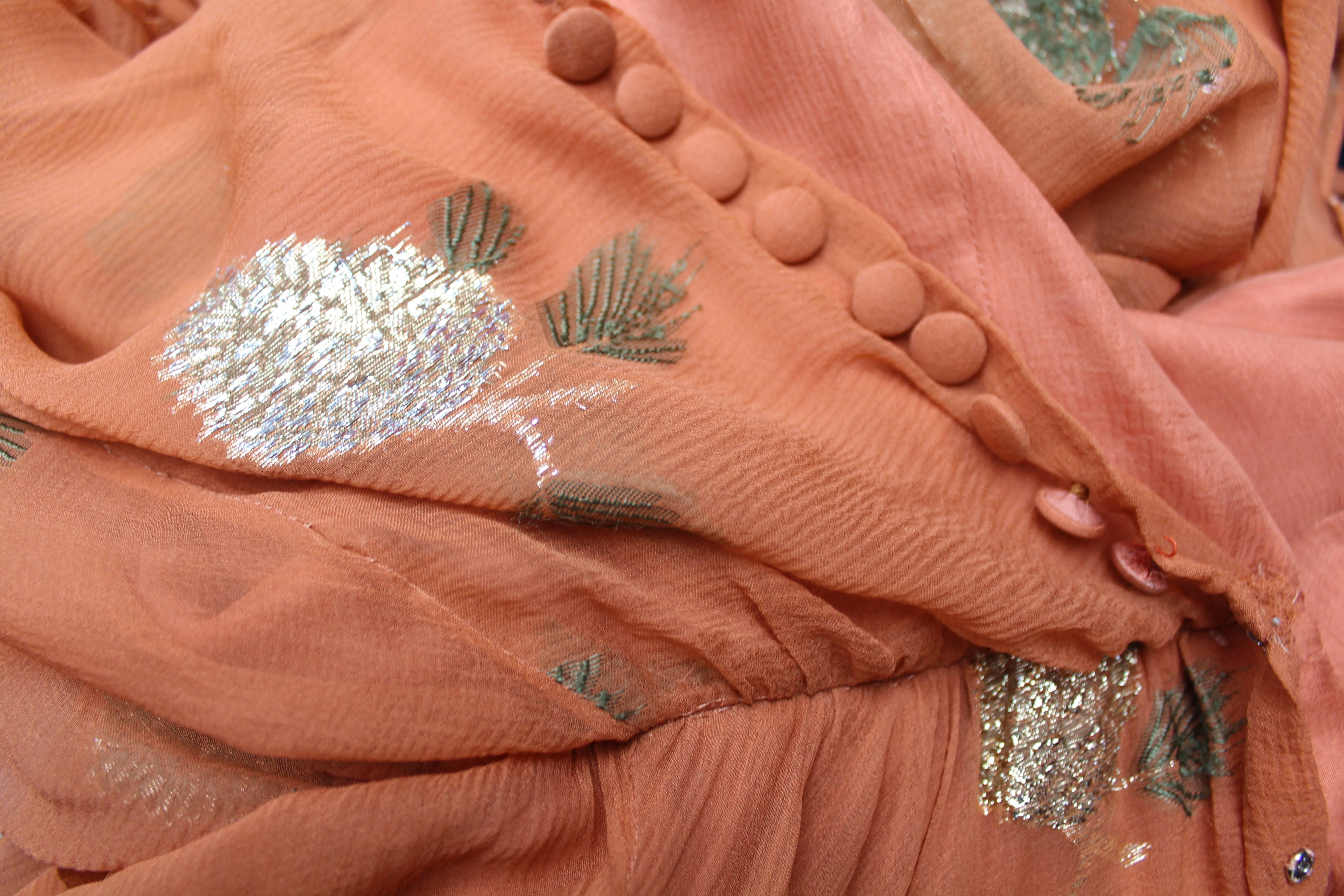 Fall 1974-1975 Jean Patou Haute Couture Défilé long orange evening gown For Sale 2