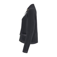 Fall 1983 Chanel Black Cashmere Cardigan with Satin Trim