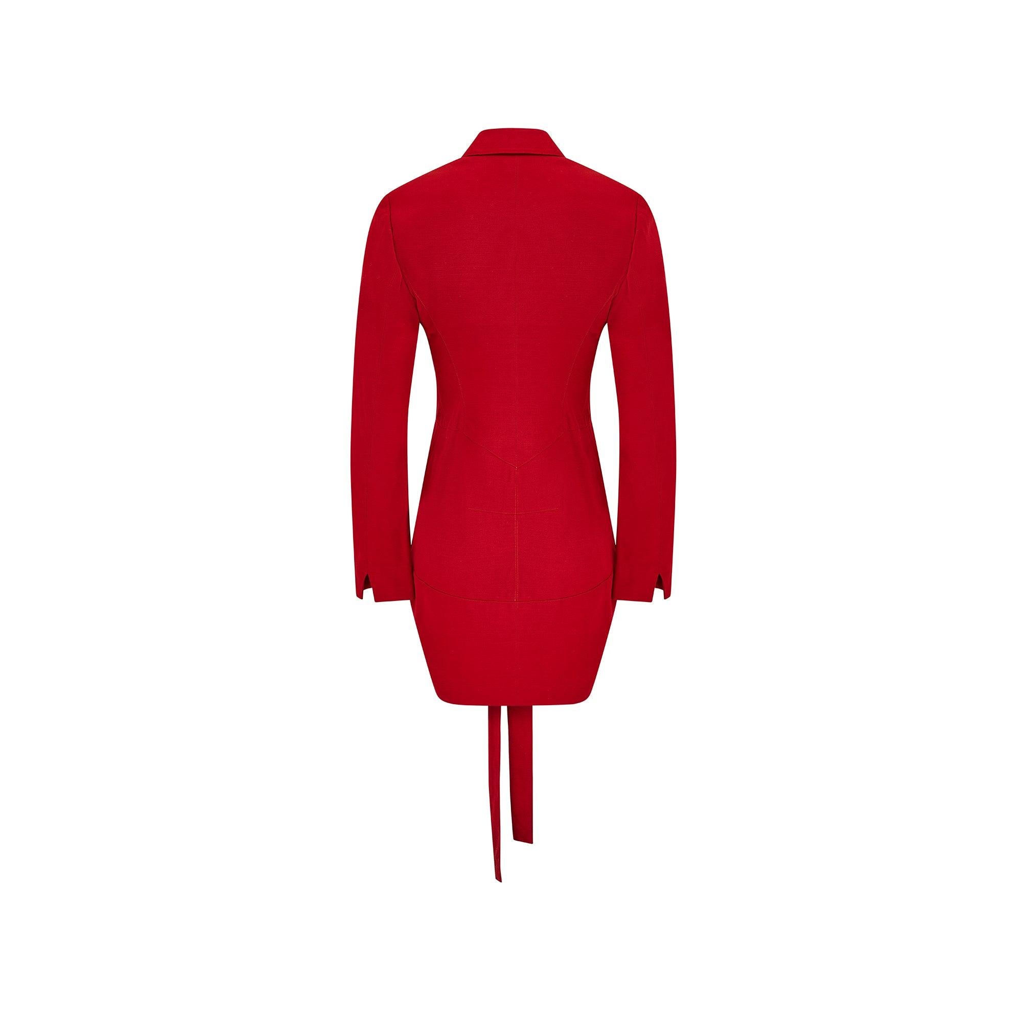 Rouge Automne 1988 documenté Alaia Red Corset Style Jacket en vente