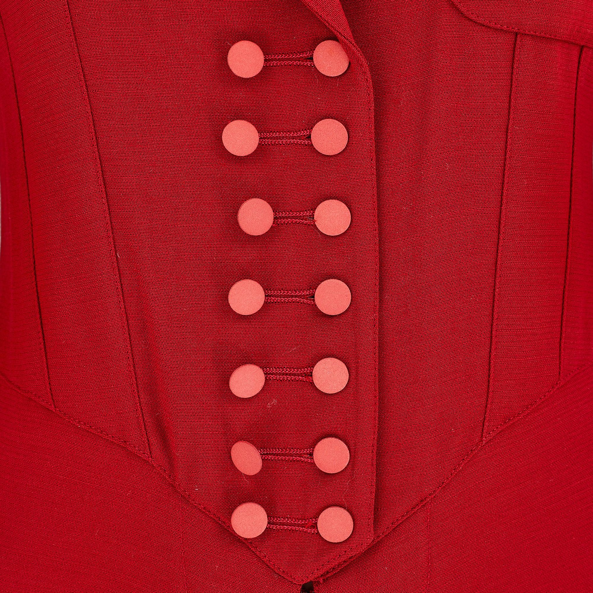Automne 1988 documenté Alaia Red Corset Style Jacket Excellent état - En vente à London, GB