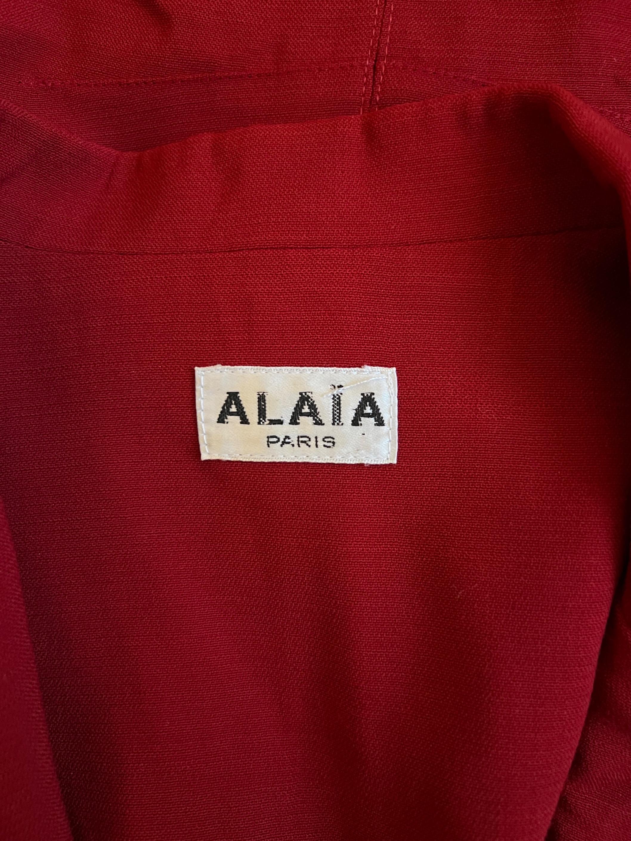 Automne 1988 documenté Alaia Red Corset Style Jacket Pour femmes en vente