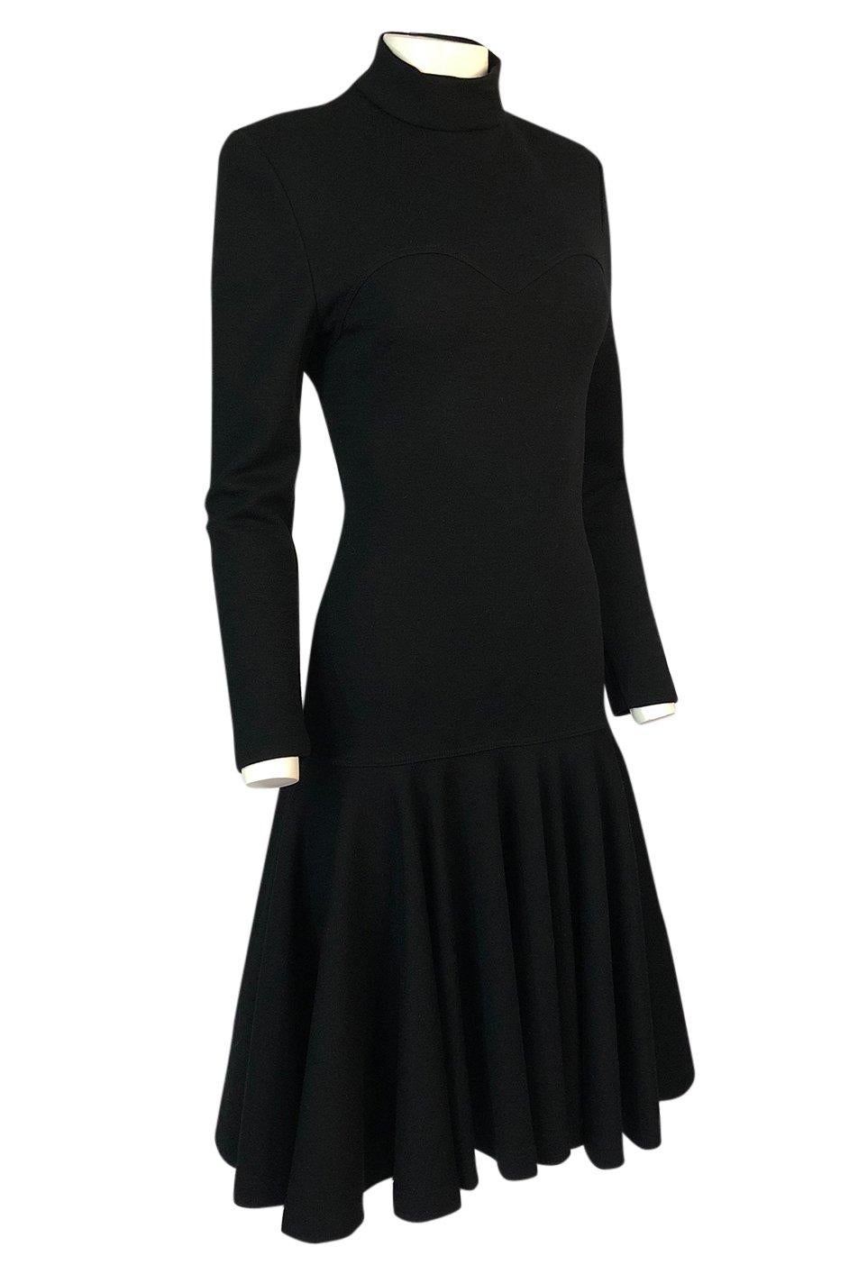 Fall 1988 Patrick Kelly Black Knit Fitted & Flared Skirt Dress In Excellent Condition In Rockwood, ON