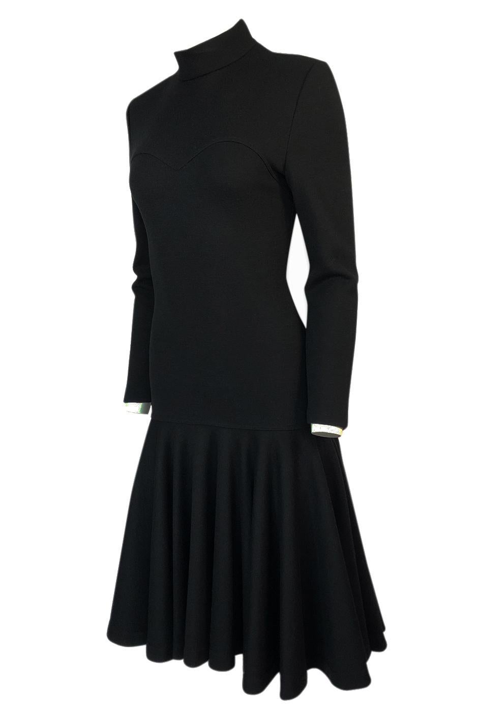 Women's Fall 1988 Patrick Kelly Black Knit Fitted & Flared Skirt Dress